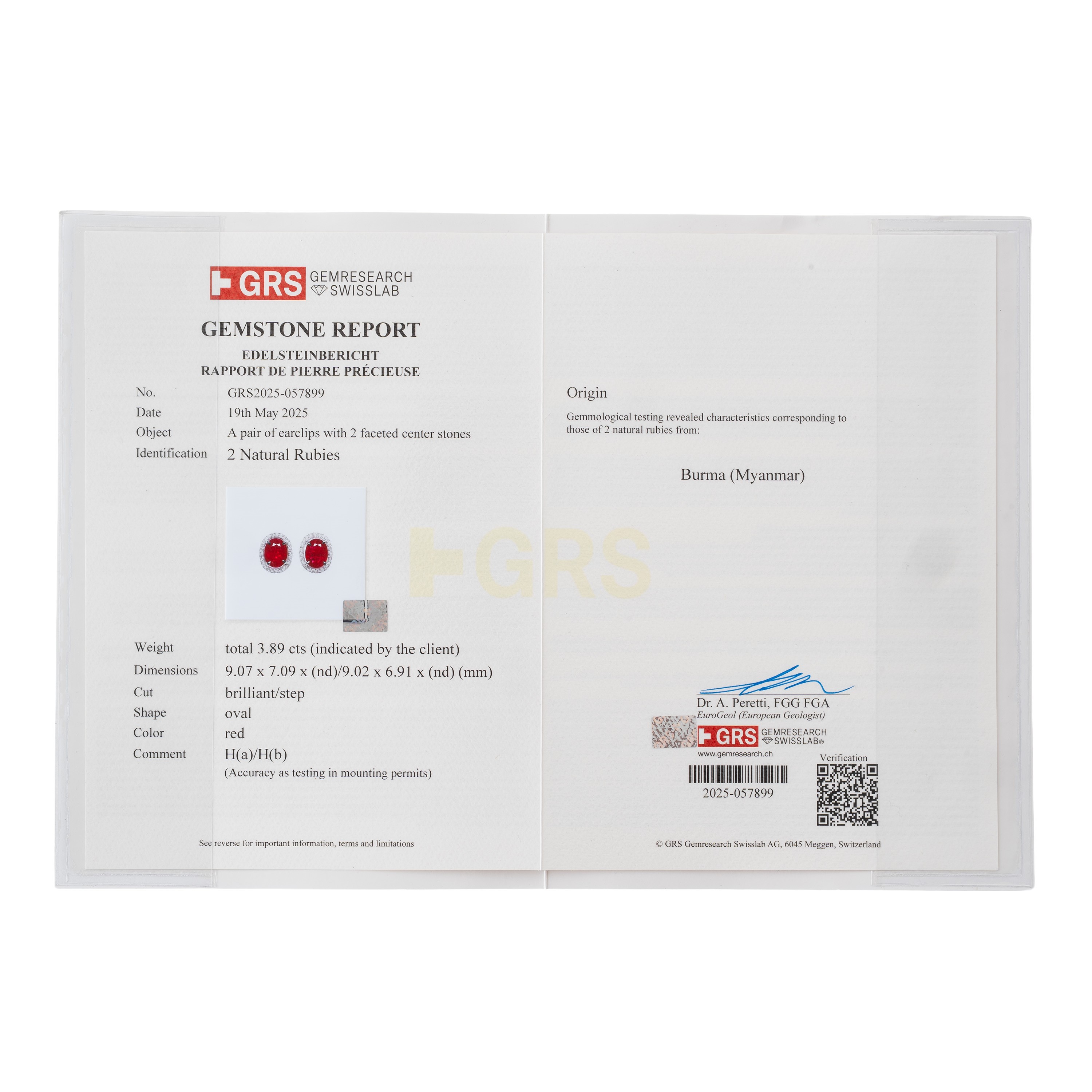 ORECCHINI IN ORO BIANCO 18 KT CON RUBINI