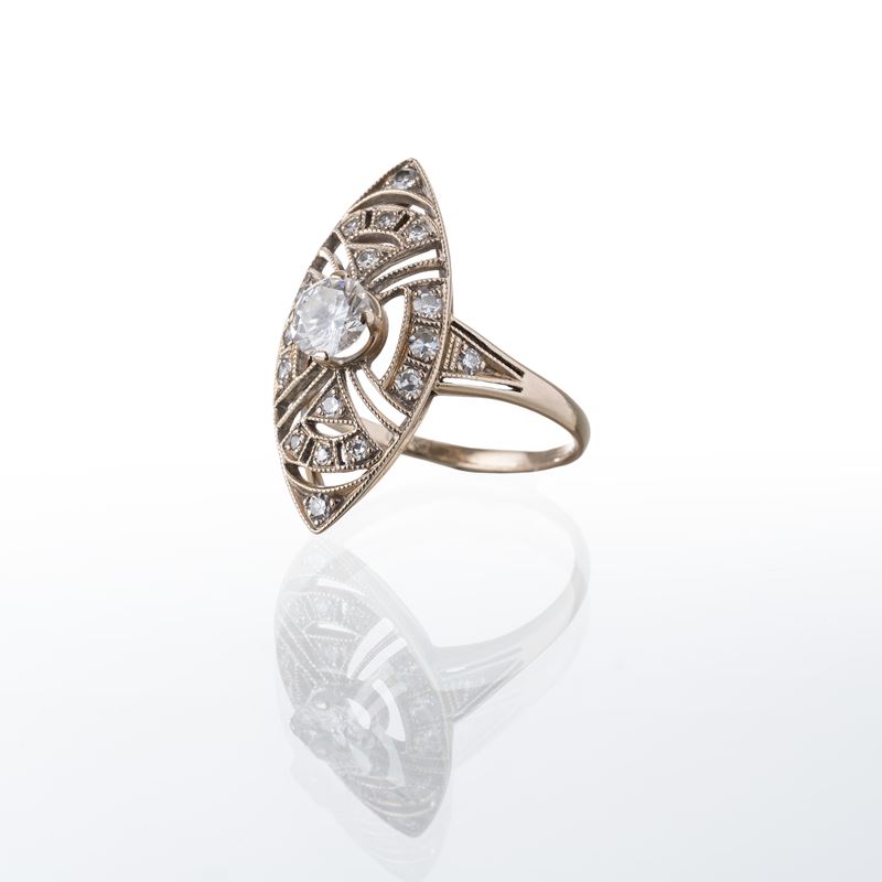 ANELLO IN ORO BIANCO 18 KT E DIAMANTE