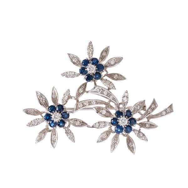 SPILLA IN ORO BIANCO 18 KT CON DIAMANTI