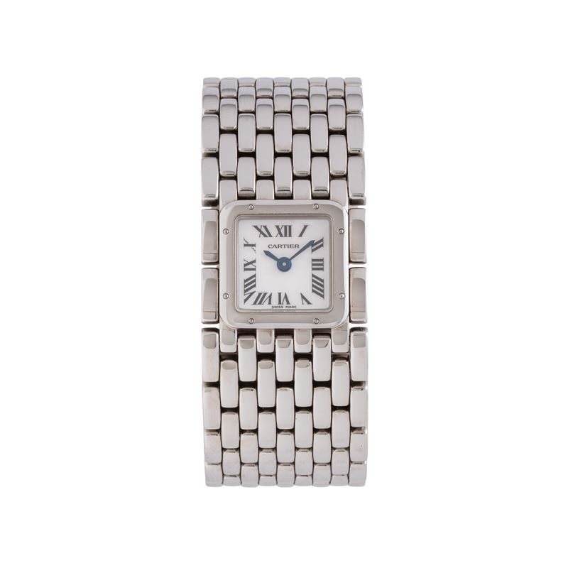 CARTIER - PANTHERE RUBAN OROLOGIO SOLO TEMPO AL QUARZO IN ACCIAIO CON BRACCIALE INTEGRATO IN ACCI...