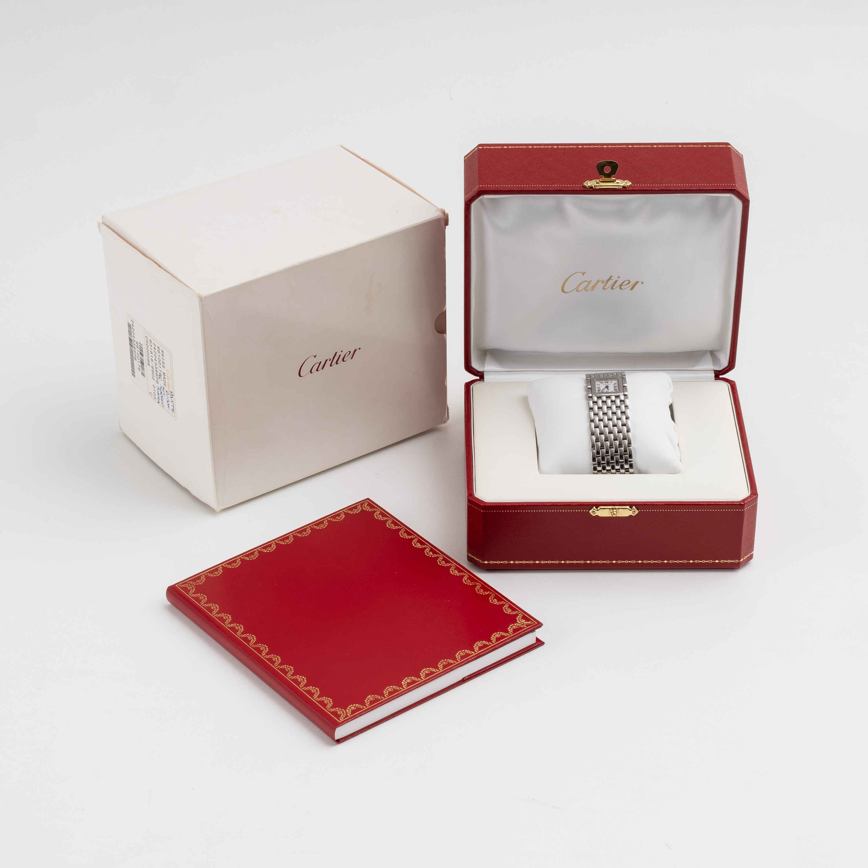 CARTIER - PANTHERE RUBAN OROLOGIO SOLO TEMPO AL QUARZO IN ACCIAIO CON BRACCIALE INTEGRATO IN ACCI...