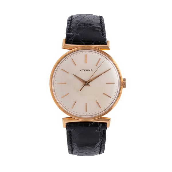 ETERNA - ETERNA  OROLOGIO SOLO TEMPO A CARICA MANUALE IN ORO ROSA 18 KT CON ANSE DI FORMA E QUADRANTE BIANCO