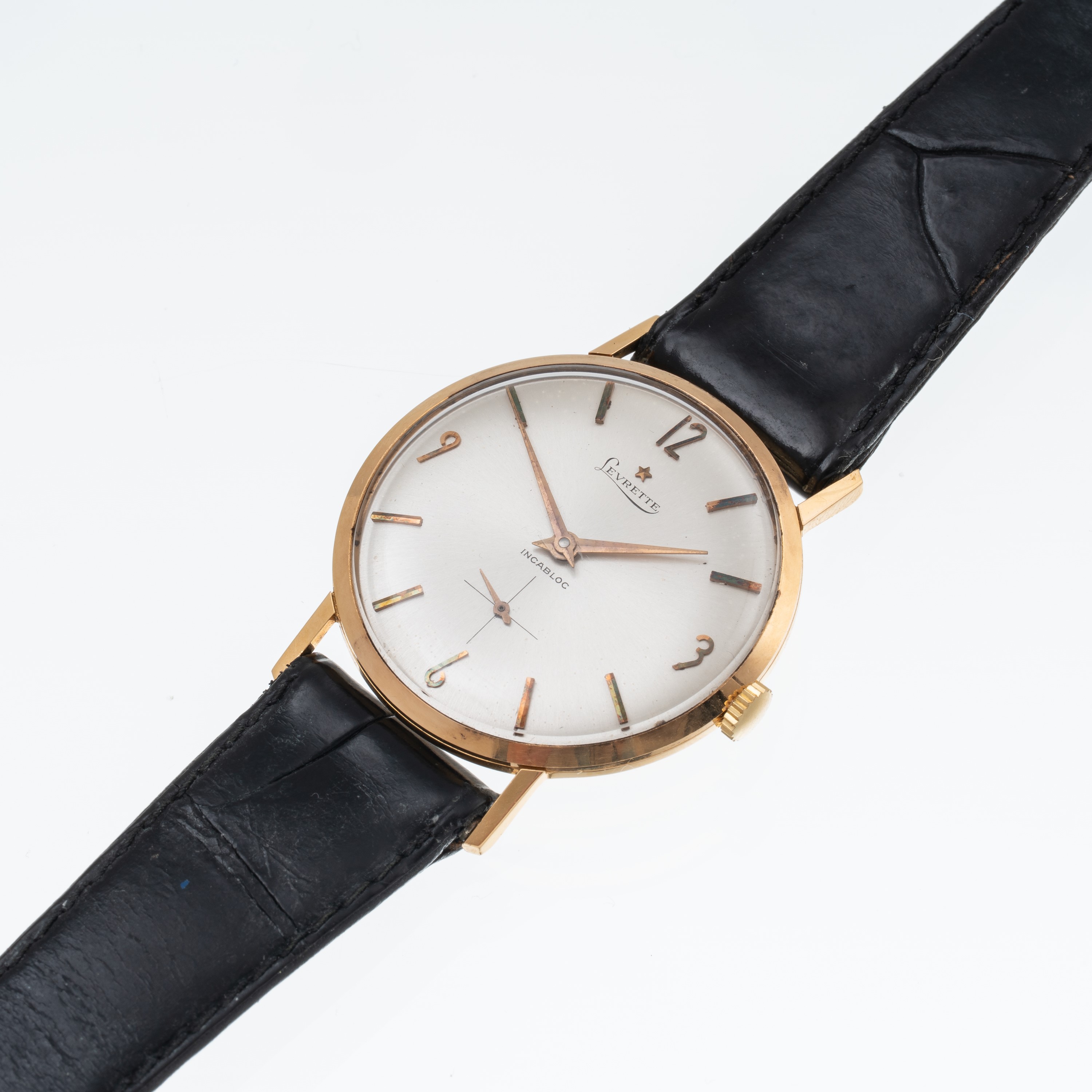 LEVRETTE OROLOGIO SOLO TEMPO A CARICA MANUALE IN ORO GIALLO 18 KT CON QUADRANTE ARGENTE' E PICCOL...