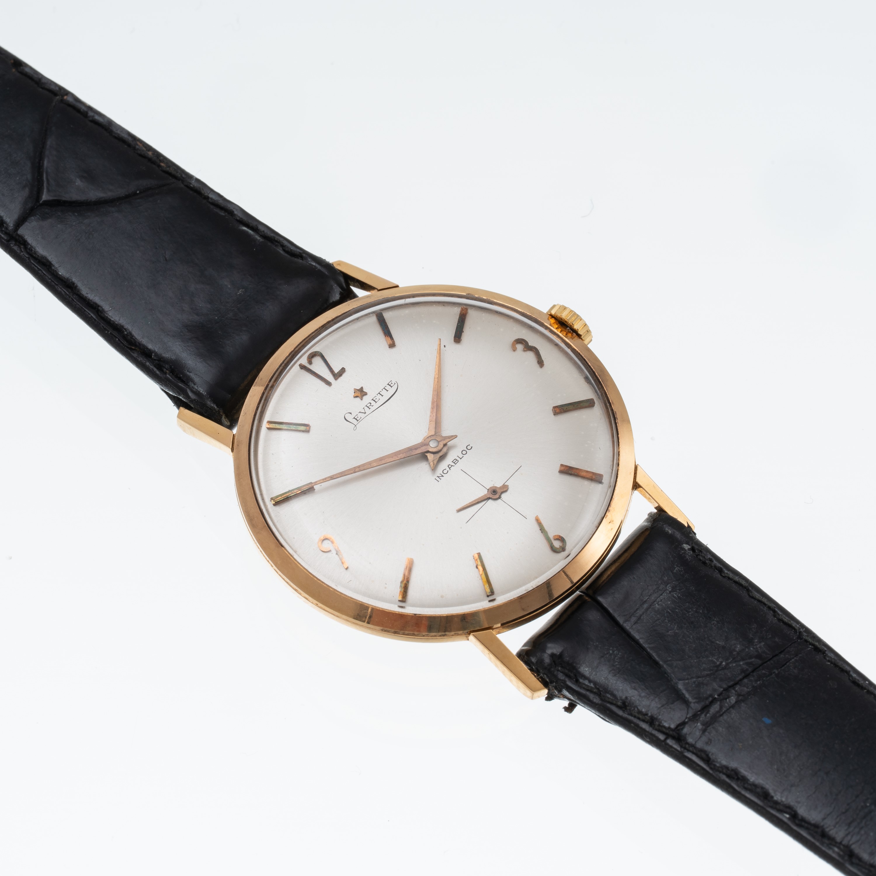 LEVRETTE OROLOGIO SOLO TEMPO A CARICA MANUALE IN ORO GIALLO 18 KT CON QUADRANTE ARGENTE' E PICCOL...