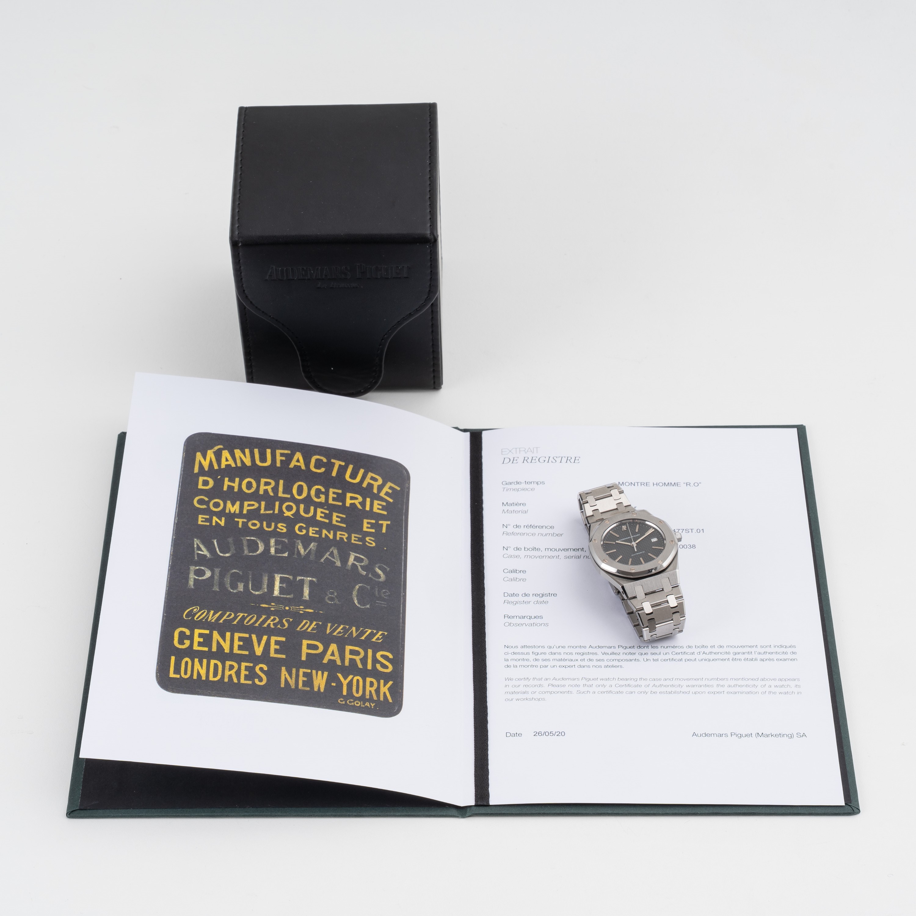 AUDEMARS PIGUET - ROYAL OAK OROLOGIO SOLO TEMPO A CARICA AUTOMATICA IN ACCIAIO CON QUADRANTE NERO...