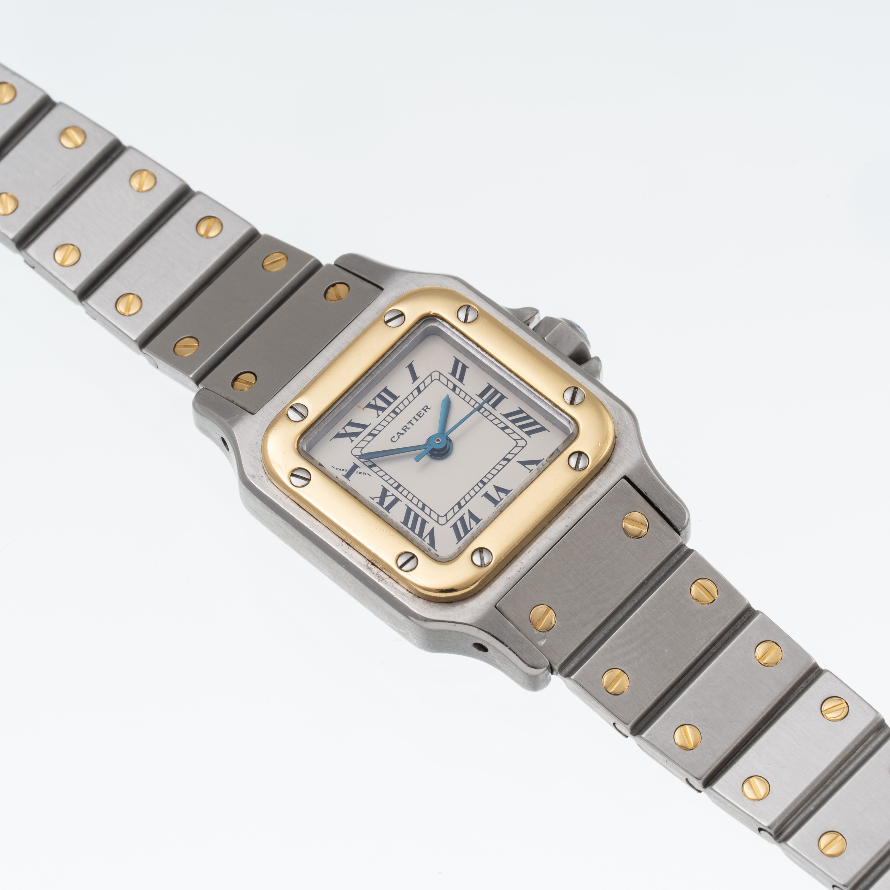 CARTIER - SANTOS GALBE' LADY OROLOGIO SOLO TEMPO A CARICA AUTOMATICA ACCIAIO E ORO GIALLO 18 KT C...