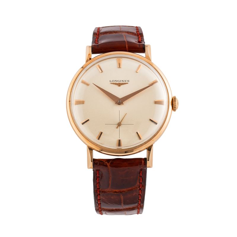 LONGINES OROLOGIO SOLO TEMPO A CARICA MANUALE IN ORO ROSA 18 KT CON QUADRANTE BIANCO E PICCOLI SE...