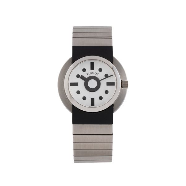 TISSOT - TISSOT - ETTORE SOTTSASS OROLOGIO SOLO TEMPO AL QUARZO IN ACCIAIO CON BRACCIALE IN ACCIAIO E QUADRANTE BIANCO