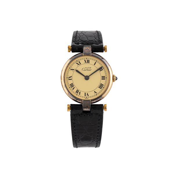 CARTIER - CARTIER - MUST DE VENDÔME OROLOGIO SOLO TEMPO AL QUARZO IN ARGENTO PLACCATO ORO CON QUADRANTE GIALLO