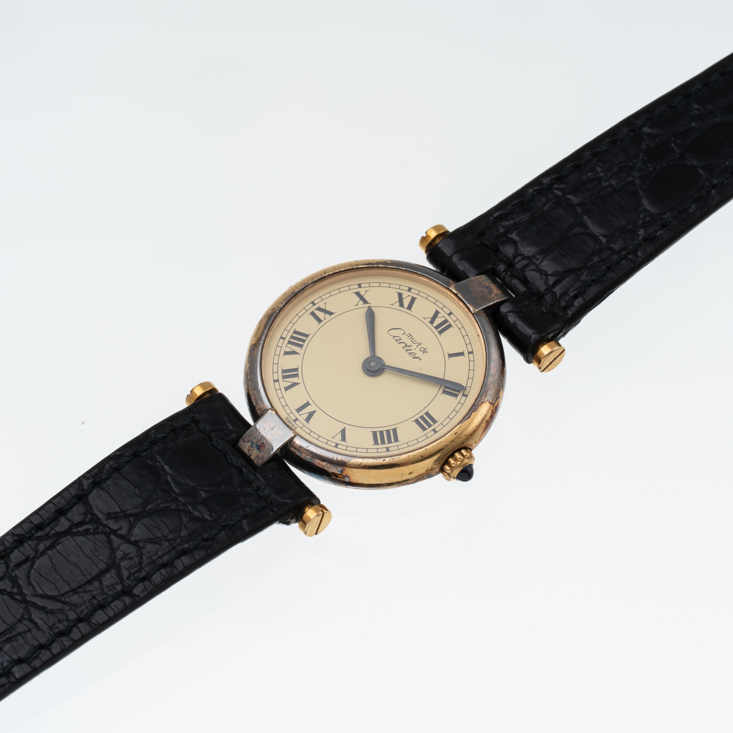 CARTIER - MUST DE VENDÔME OROLOGIO SOLO TEMPO AL QUARZO IN ARGENTO PLACCATO ORO CON QUADRANTE GIA...