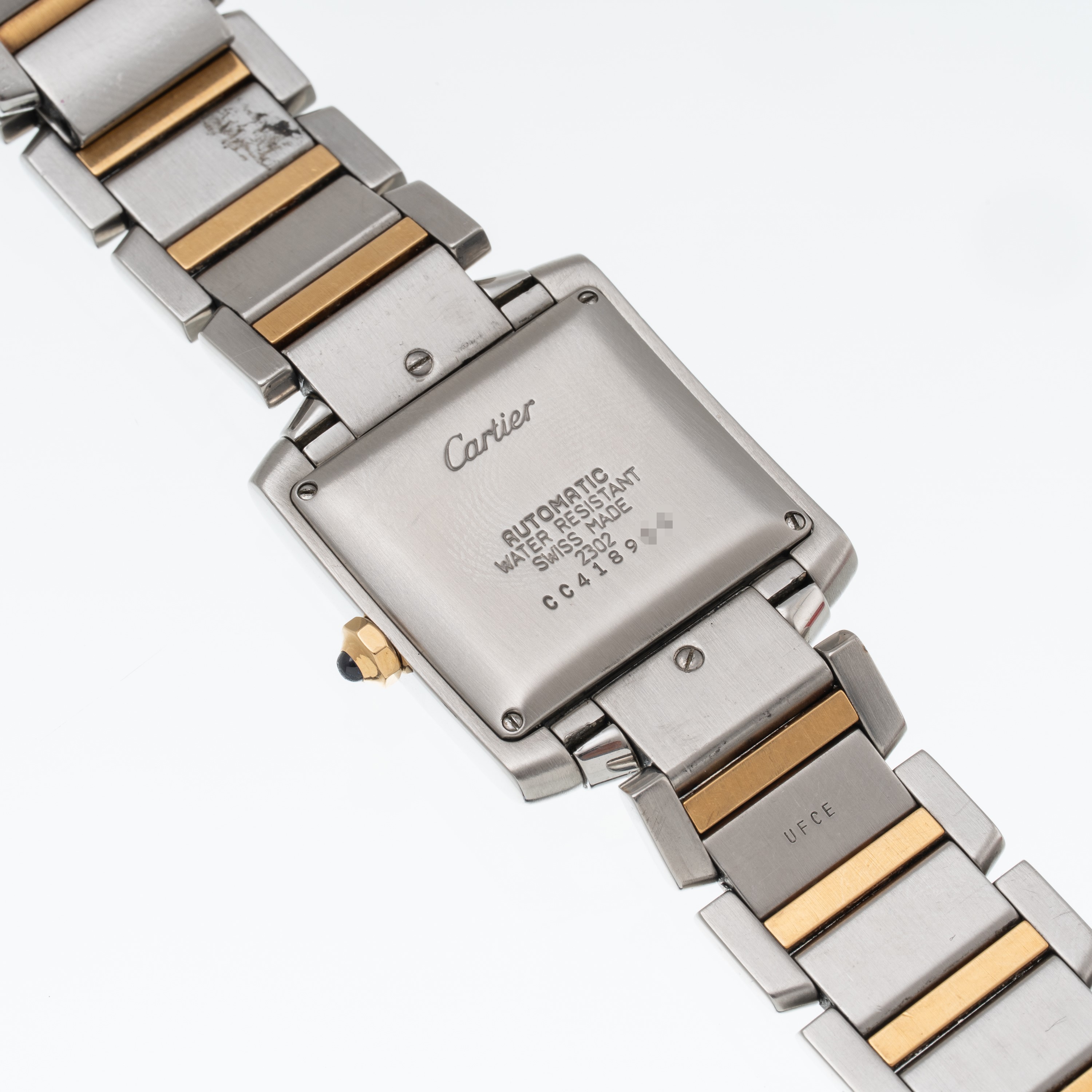 CARTIER - TANK FRANCAISE OROLOGIO SOLO TEMPO A CARICA AUTOMATICA ACCIAIO E ORO GIALLO 18 KT CON Q...