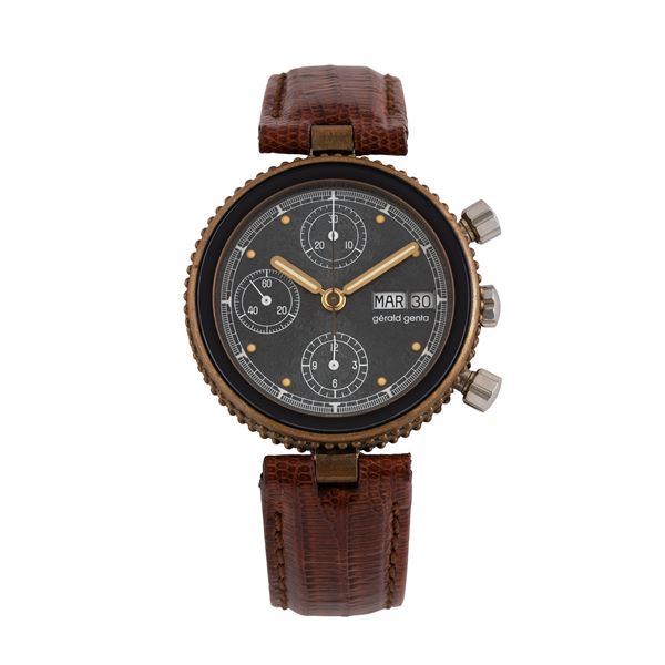 GERALD GENTA - GERALD GENTA - GEFICA CHRONO CRONOGRAFO A CARICA AUTMATICA IN BRONZO CON QUADRANTE ARDESIA E DATARIO AD ORE TRE