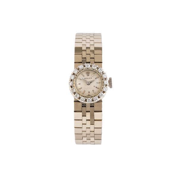 ROLEX - ROLEX - LADY PRECISION  OROLOGIO SOLO TEMPO A CARICA MANUALE IN ORO BIANCO 18 KT CON BRACCIALE IN ORO BIANCO 18 KT, QUADRANTE ARGENTE' E GHIERA IN DIAMANTI TAGLIO BRILLANTE