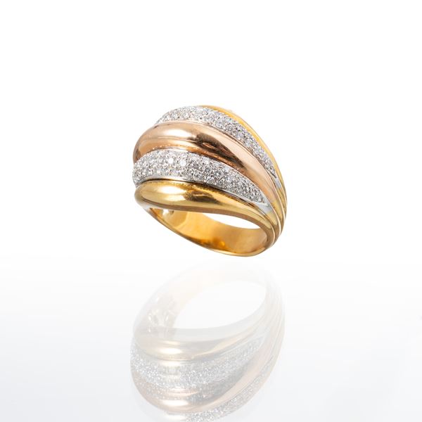 ANELLO DAMIANI SPICCHIO DI LUNA IN ORO 18 KT E DIAMANTI