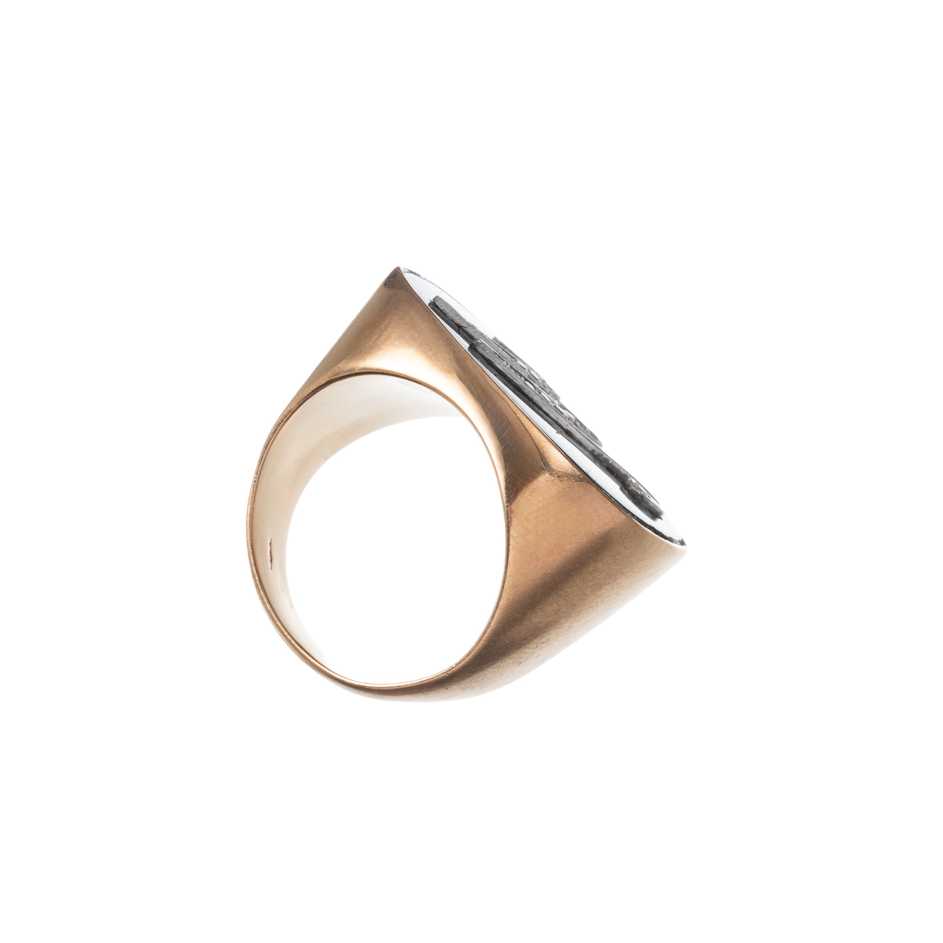 ANELLO ORO GIALLO 18 KT ‘M’ ONICE BRILLI