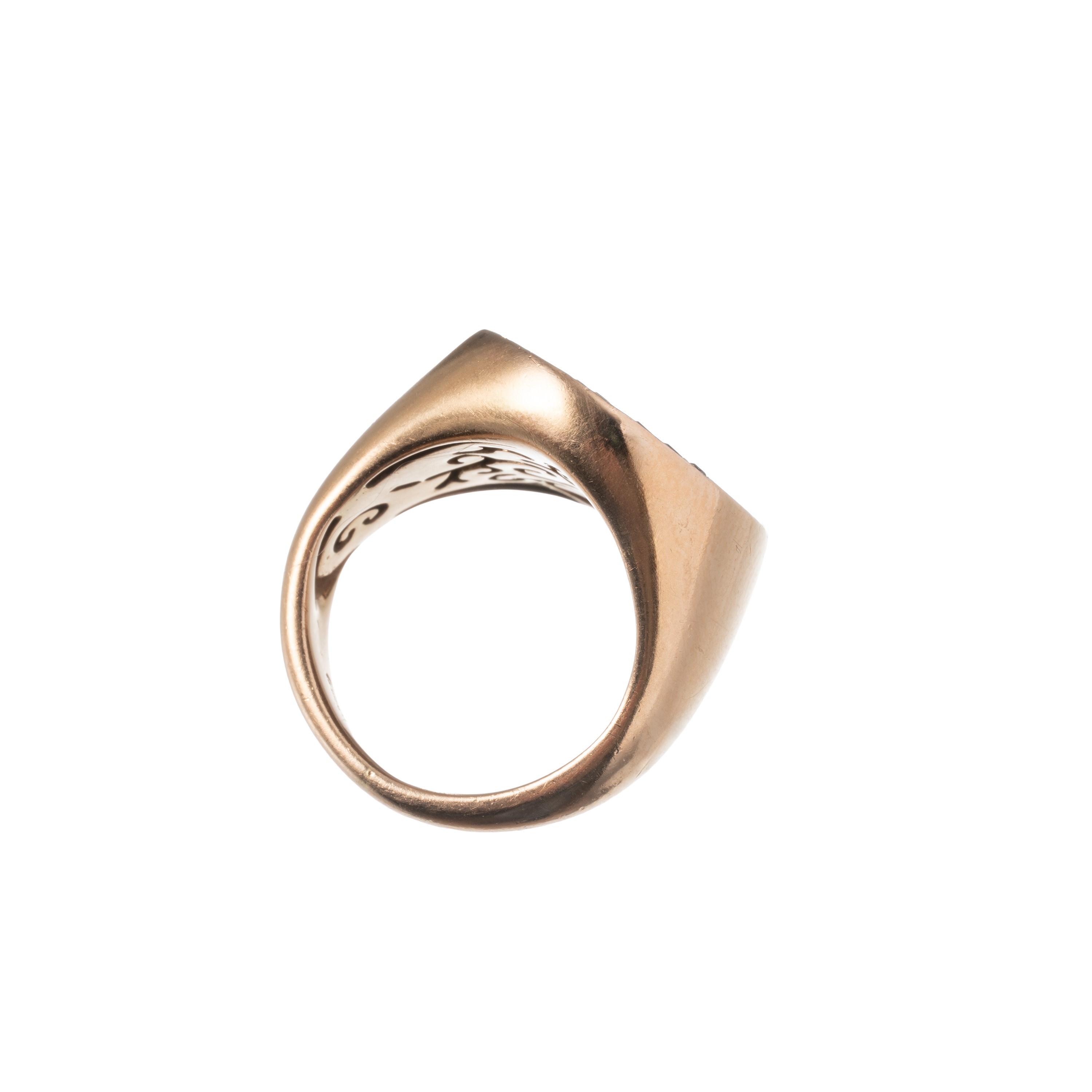 ANELLO ORO 18 KT BRILLANTI E ONICE, LETTERA "R"