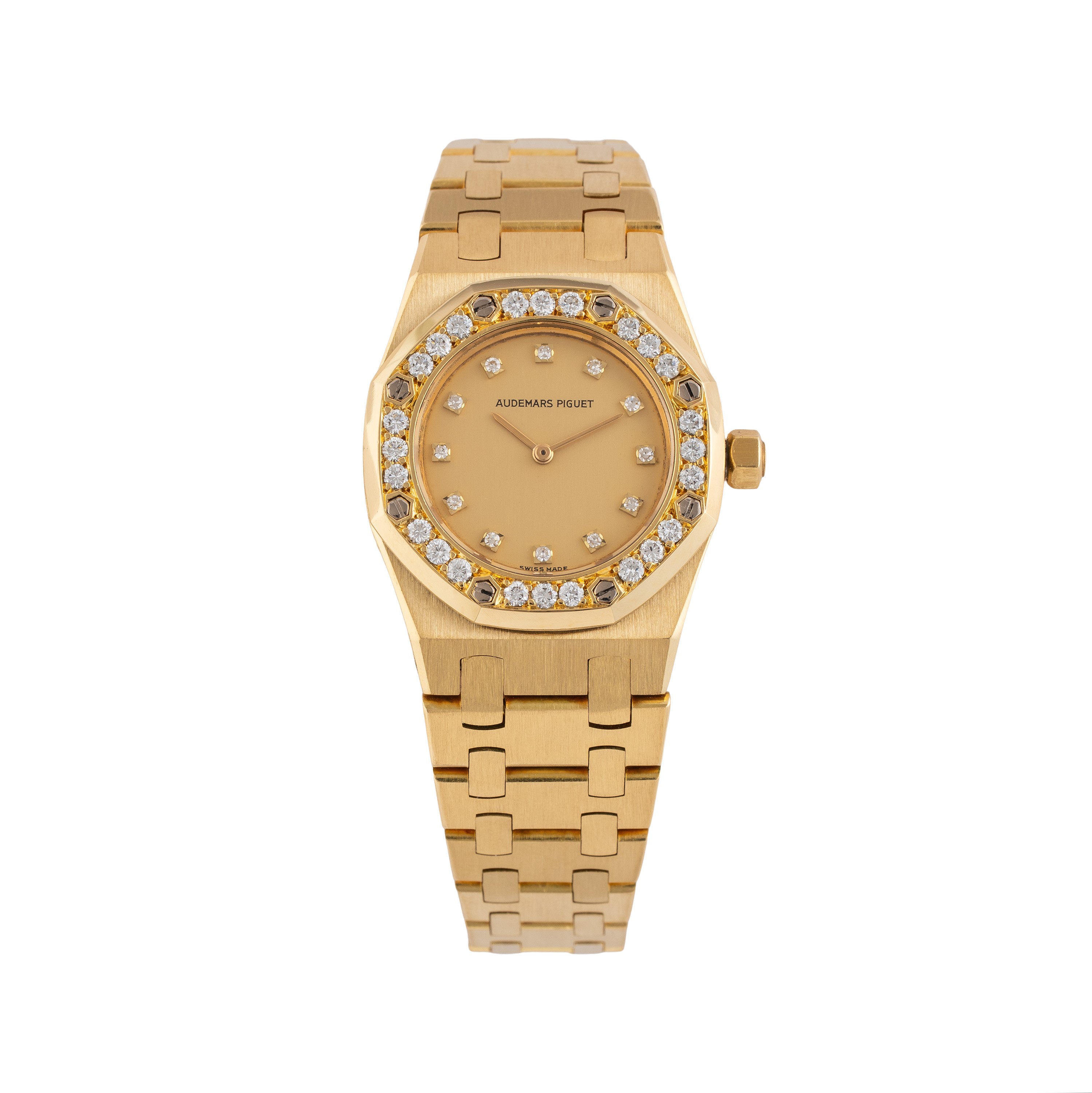 AUDEMARS PIGUET - ROYAL OAK LADY OROLOGIO SOLO TEMPO AL QUARZO IN ORO GIALLO 18 KT CON BRACCIALE ...