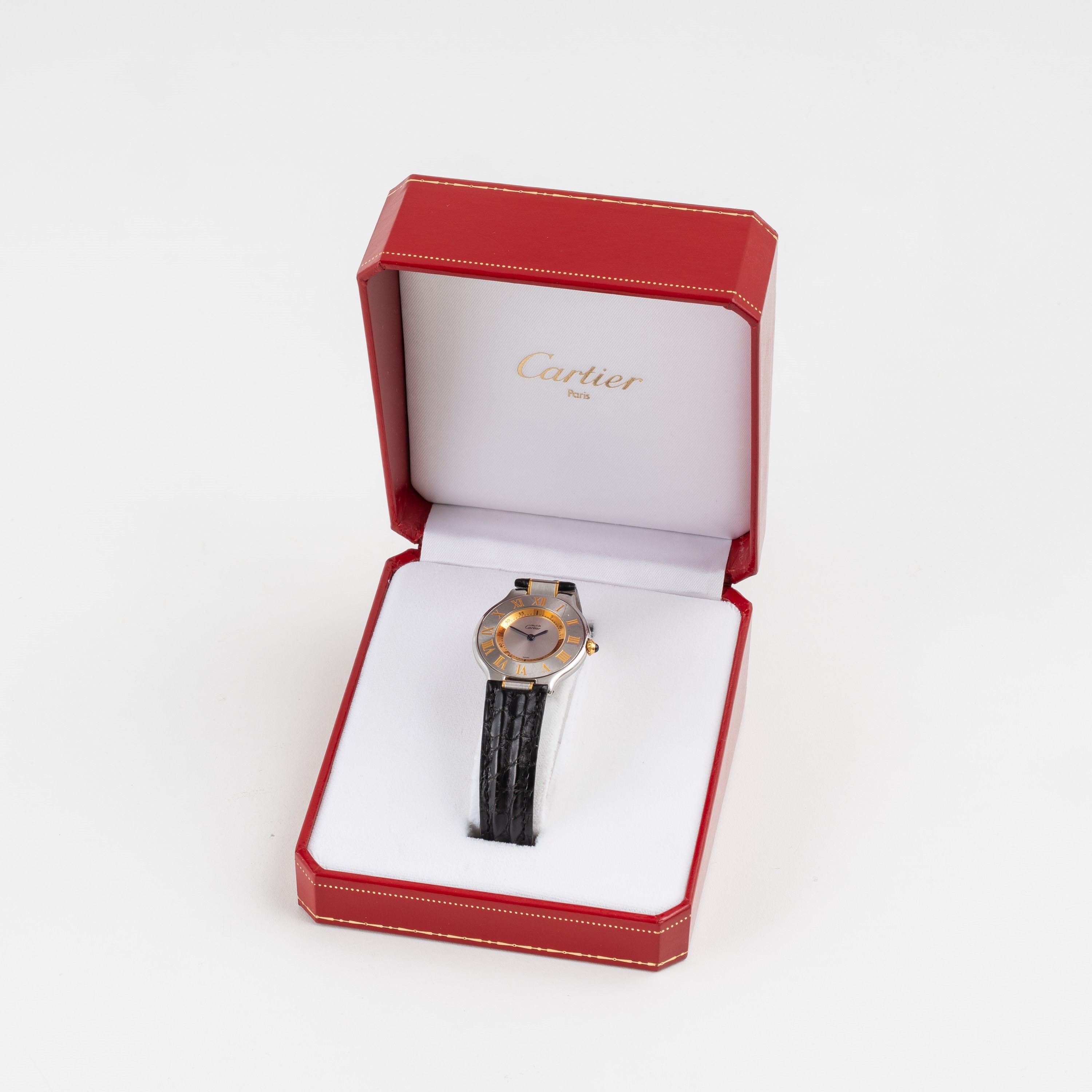 CARTIER - MUST 21 OROLOGIO SOLO TEMPO AL QUARZO IN ACCIAIO CON QUADRANTE ARGENTE' E CINTURINO IN ...