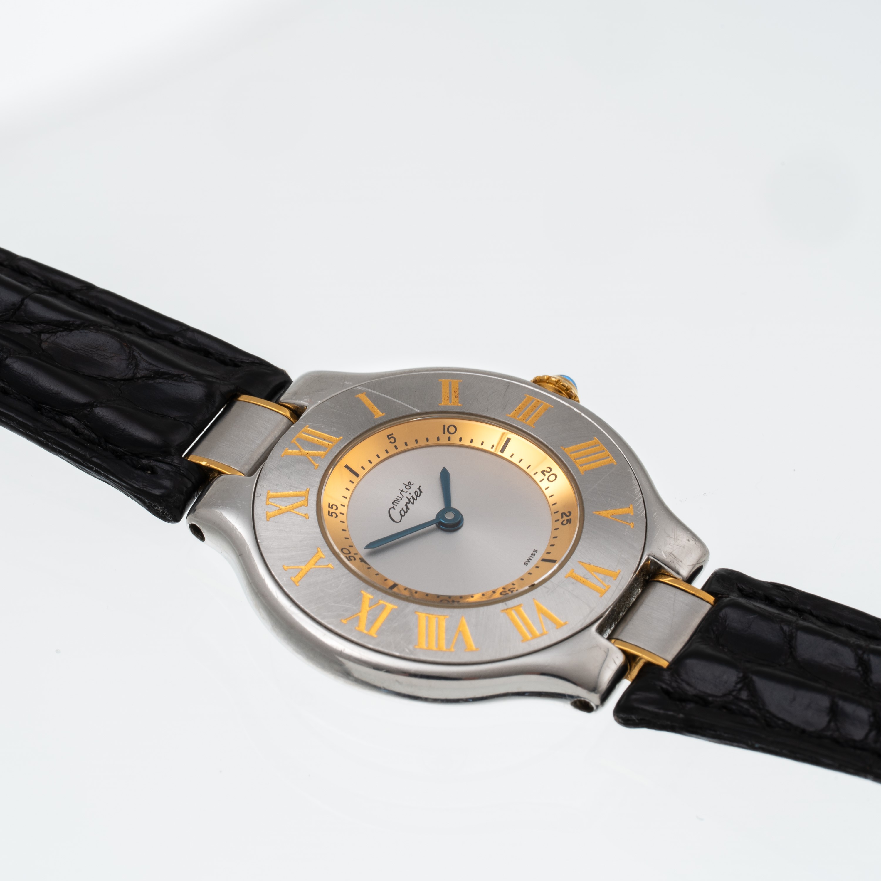 CARTIER - MUST 21 OROLOGIO SOLO TEMPO AL QUARZO IN ACCIAIO CON QUADRANTE ARGENTE' E CINTURINO IN ...