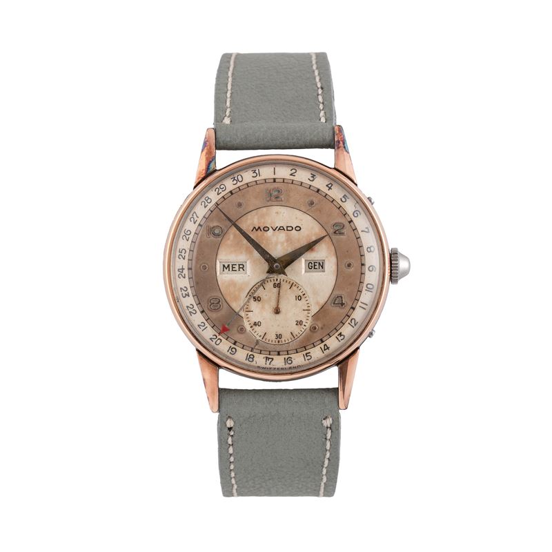 MOVADO - TRIPLO CALENDARIO OROLOGIO TRIPLO CALENDARIO A CARICA MANUALE IN ACCIAIO E ORO ROSA CON ...