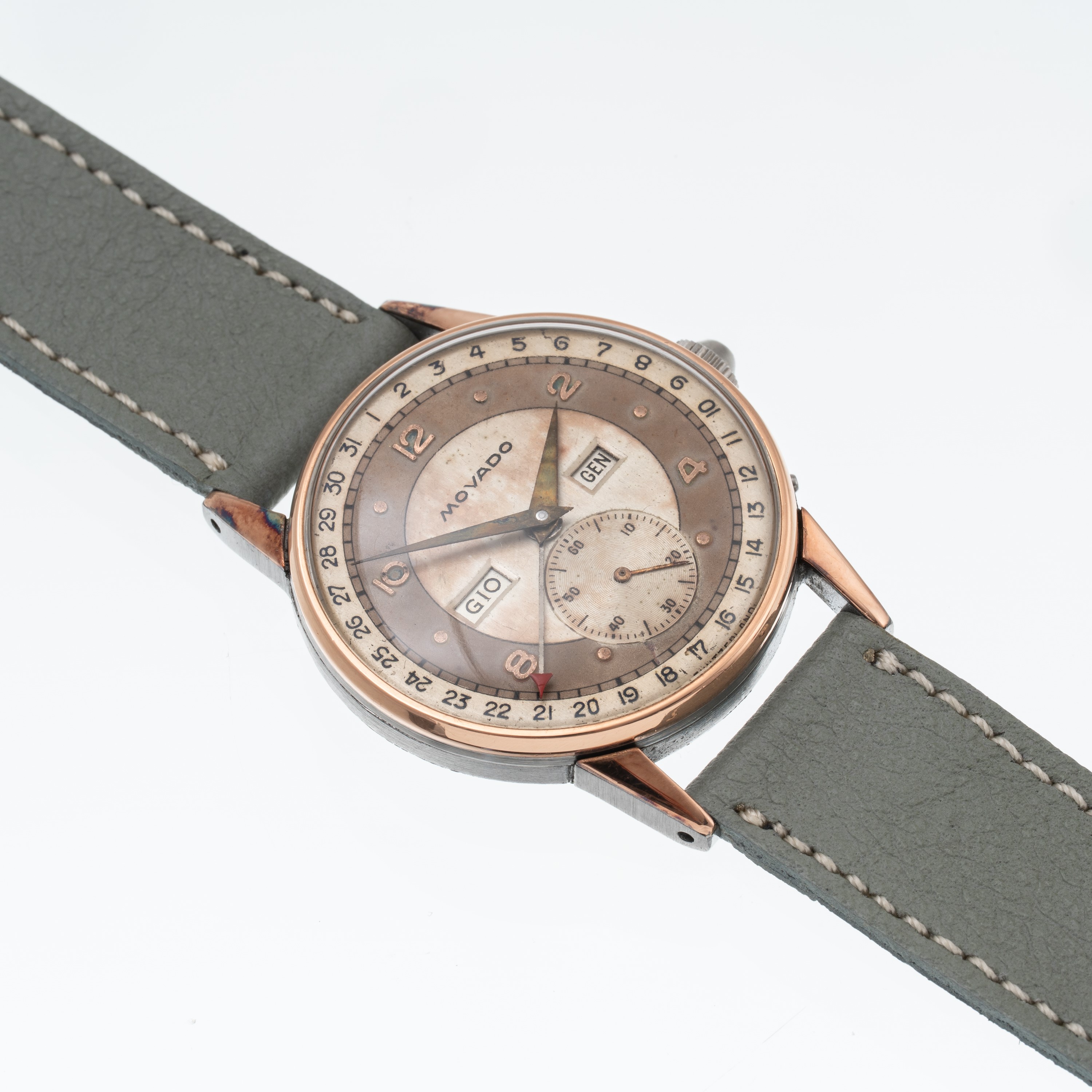 MOVADO - TRIPLO CALENDARIO OROLOGIO TRIPLO CALENDARIO A CARICA MANUALE IN ACCIAIO E ORO ROSA CON ...