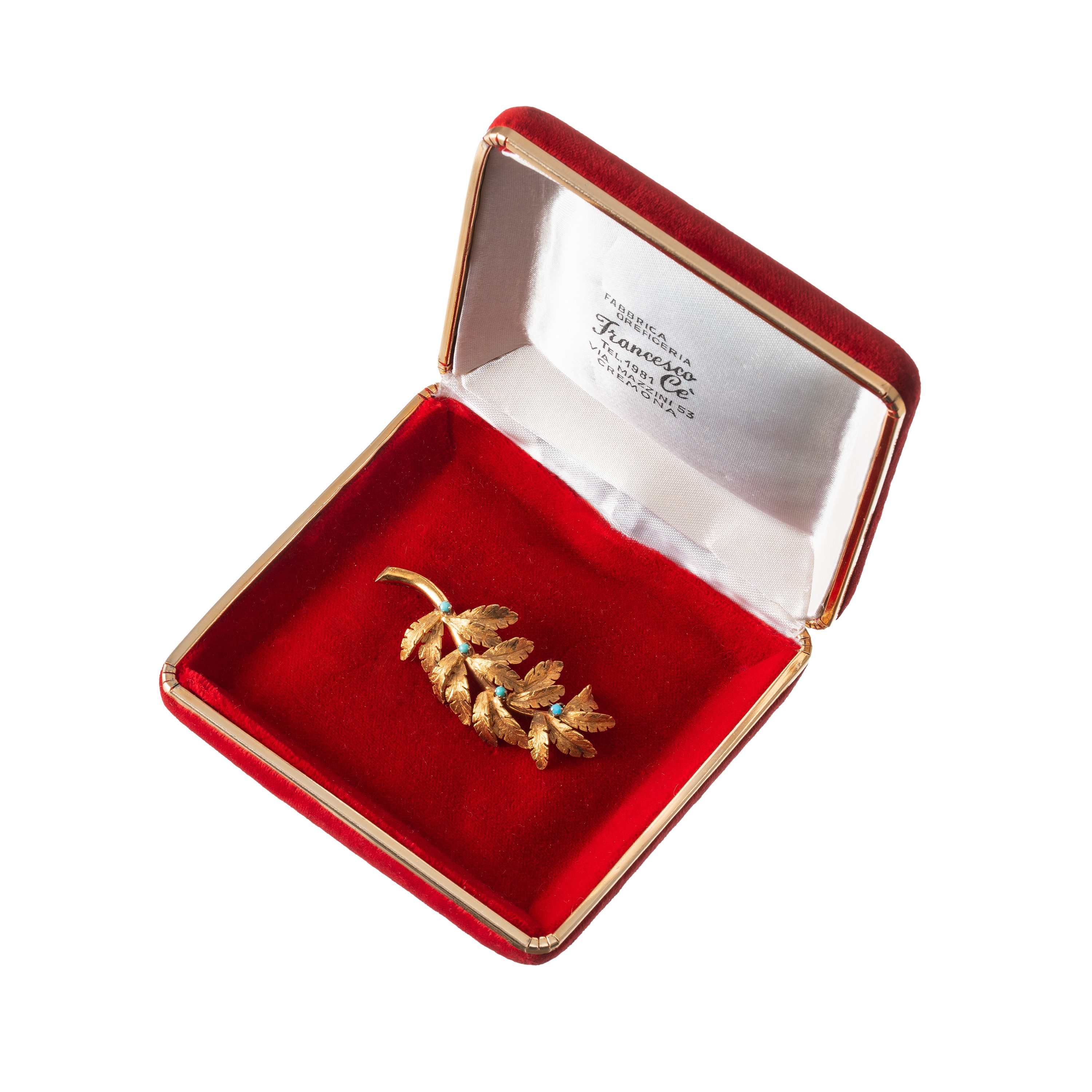 SPILLA IN ORO GIALLO 18 KT CON TURCHESI