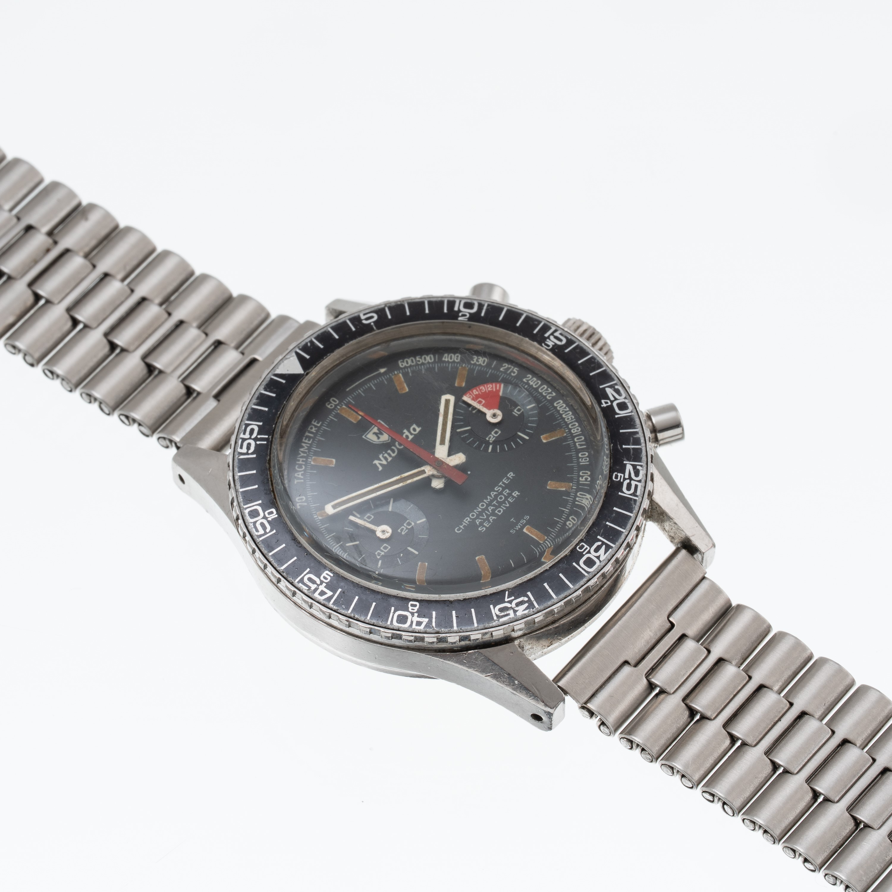 NIVADA - CHRONOMASTER AVIATOR SEA DIVER CRONOGRAFO A CARICA MANUALE IN ACCIAIO CON QUADRANTE NERO...