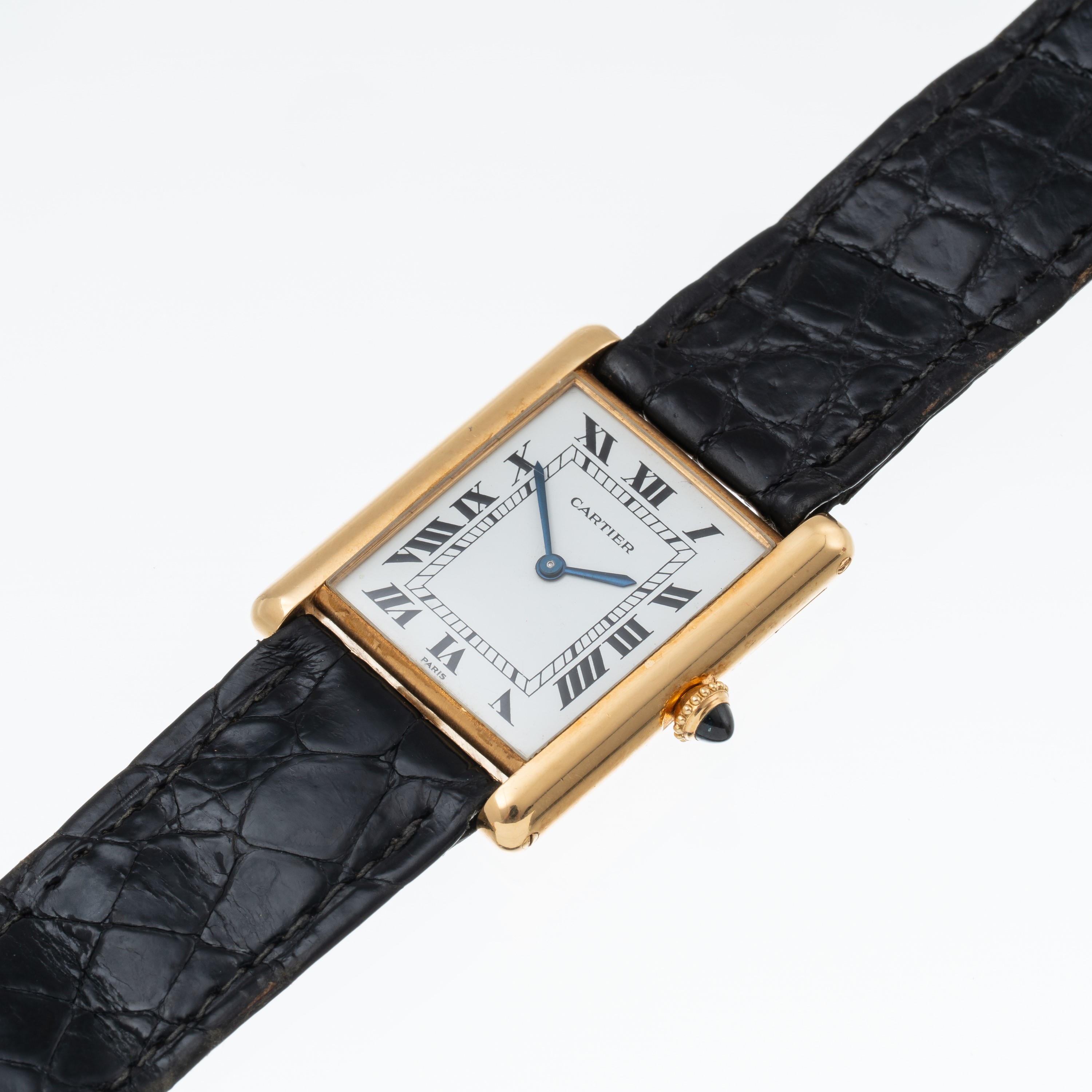 CARTIER - TANK OROLOGIO SOLO TEMPO A CARICA MANUALE IN ORO GIALLO 18 KT, QUADRANTE BIANCO CON IND...