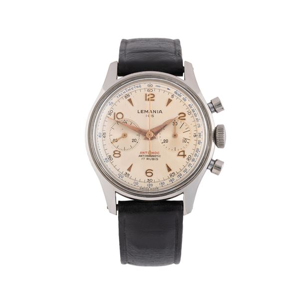 LEMANIA - LEMANIA - CHRONOGRAPH CRONOGRAFO A CARICA MANUALE IN ACCIAIO CON QUADRANTE ARGENTE' CON SCALA TACHIMETRICA 