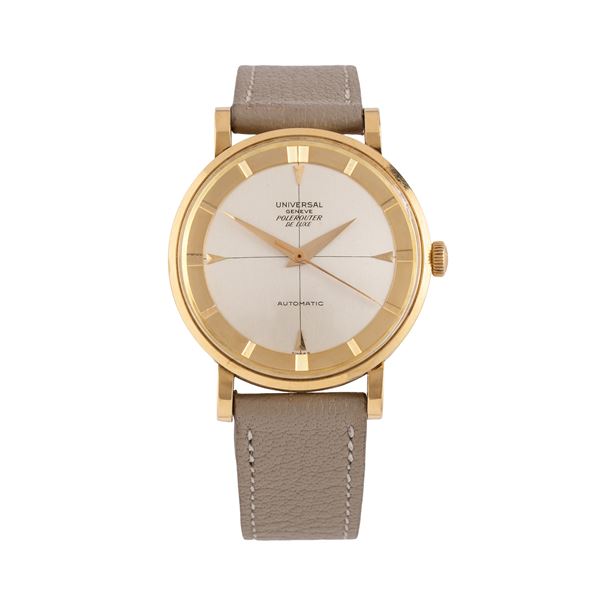 UNIVERSAL GENEVE - UNIVERSAL GENEVE - POLEROUTER DELUXE OROLOGIO SOLO TEMPO A CARICA AUTOMATICA BUMPER CON CASSA WENGER IN ORO GIALLO 18 KT E QUADRANTE ARGENTÉ