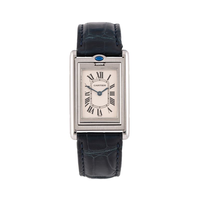 CARTIER - BASCULANTE OROLOGIO SOLO TEMPO REVERSIBILE AL QUARZO IN ACCIAIO CON QUADRANTE BIANCO
