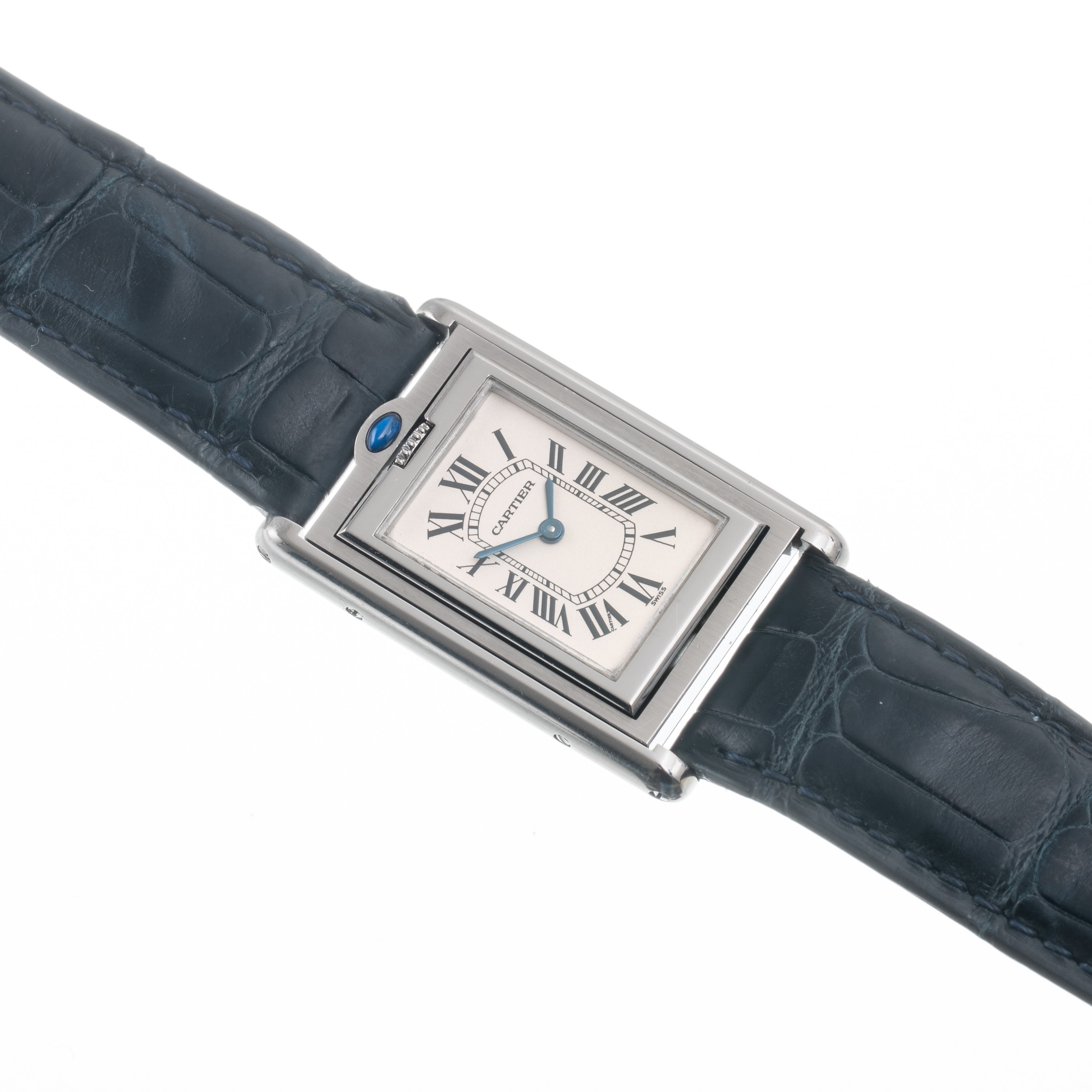 CARTIER - BASCULANTE OROLOGIO SOLO TEMPO REVERSIBILE AL QUARZO IN ACCIAIO CON QUADRANTE BIANCO