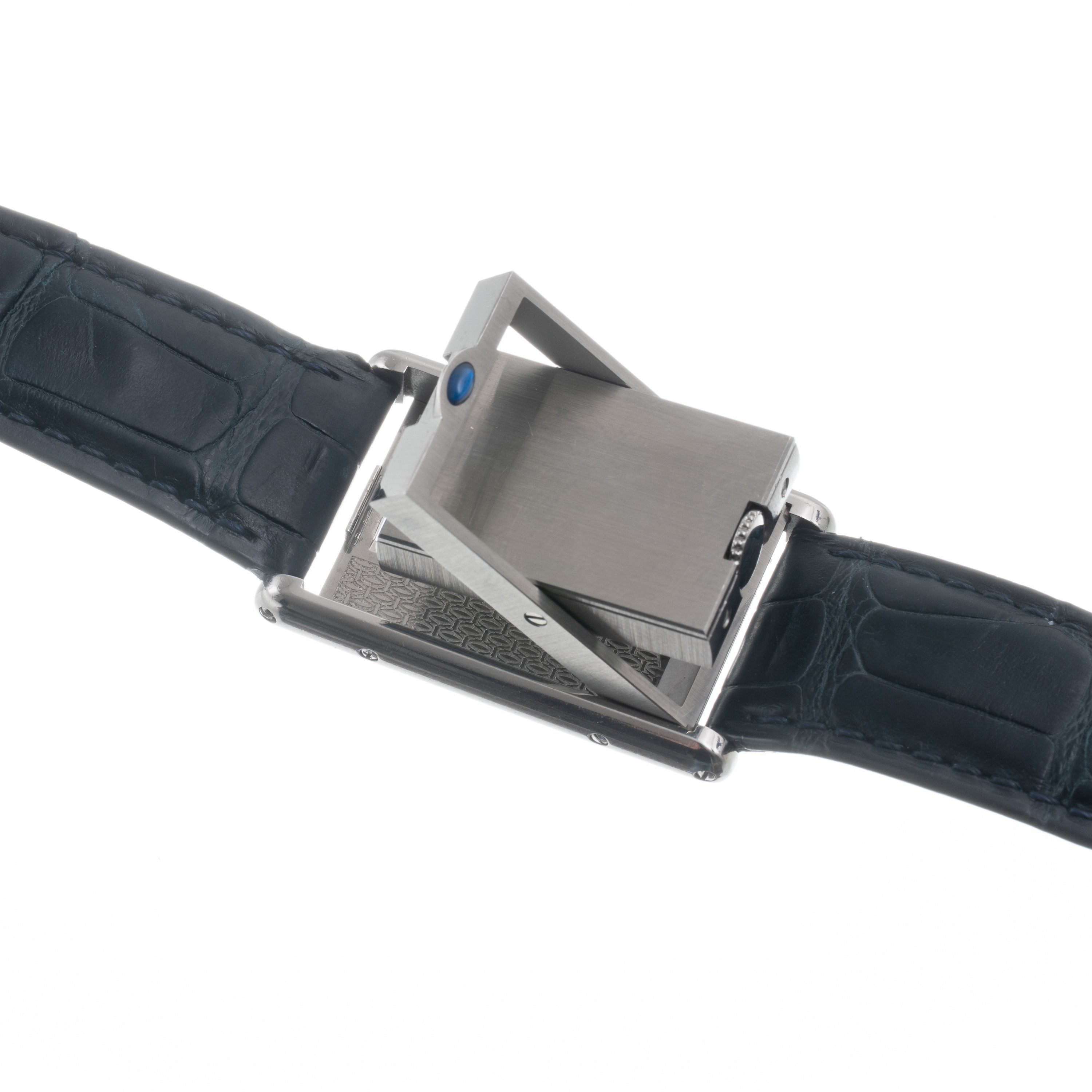 CARTIER - BASCULANTE OROLOGIO SOLO TEMPO REVERSIBILE AL QUARZO IN ACCIAIO CON QUADRANTE BIANCO