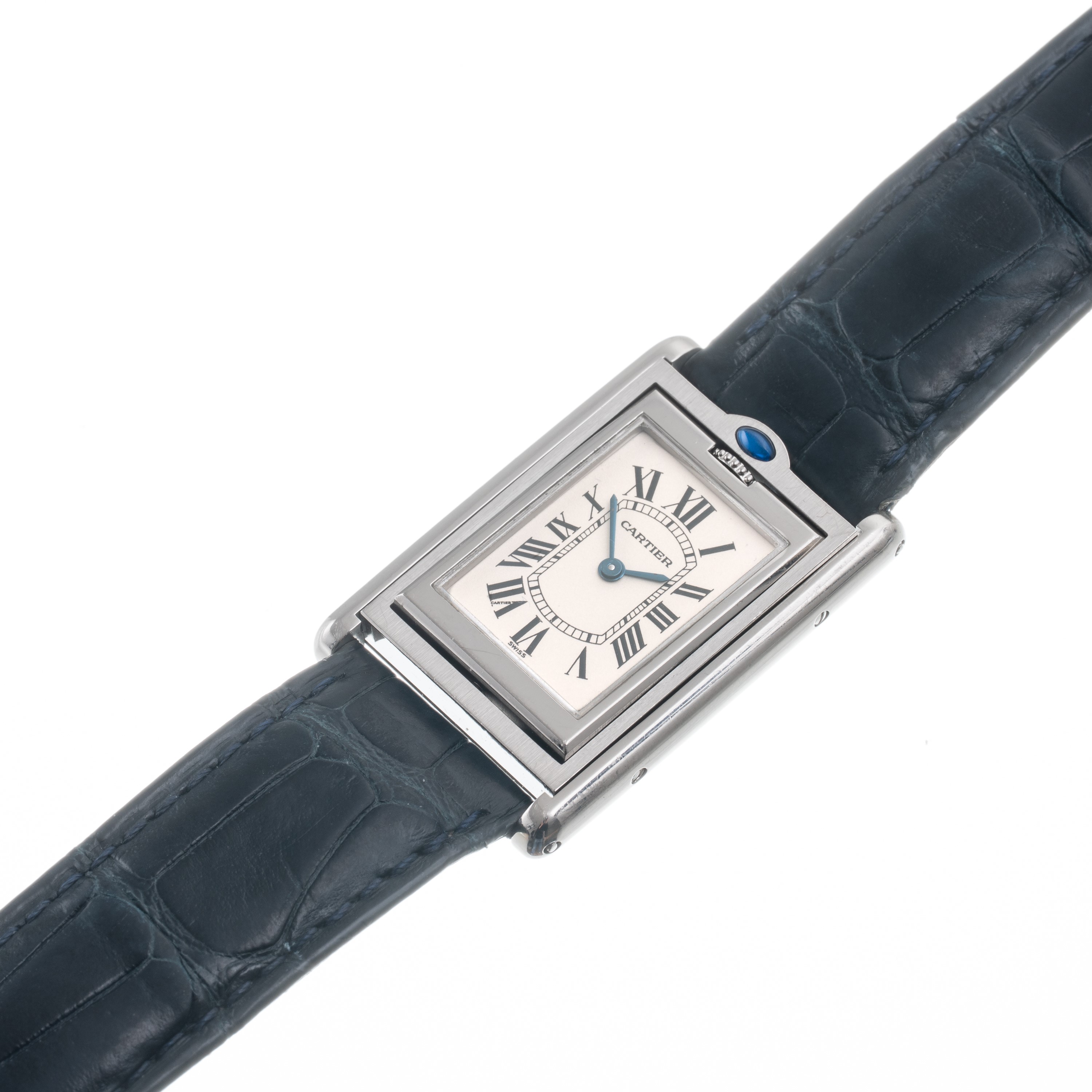 CARTIER - BASCULANTE OROLOGIO SOLO TEMPO REVERSIBILE AL QUARZO IN ACCIAIO CON QUADRANTE BIANCO