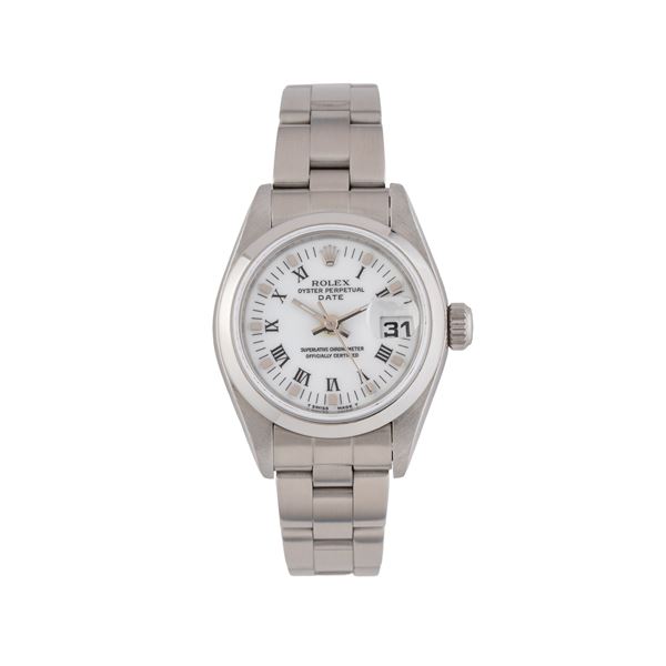 ROLEX - ROLEX - OYSTER PERPETUAL DATE LADY OROLOGIO SOLO TEMPO A CARICA AUTOMATICA IN ACCIAIO CON BRACCIALE IN ACCIAIO E QUADRANTE BIANCO CON DATARIO AD ORE TRE
