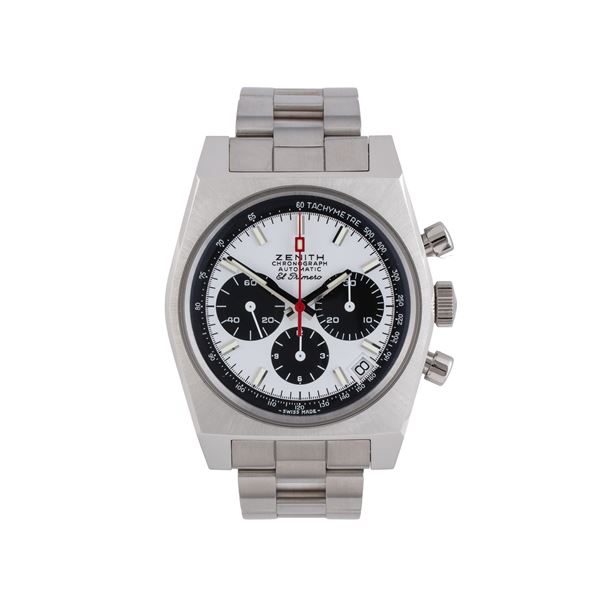 ZENITH - ZENITH - EL PRIMERO CRONOGRAFO A CARICA AUTOMATICA IN ACCIAIO CON QUADRANTE BIANCO, CONTATORI NERI E BRACCIALE IN ACCIAIO
