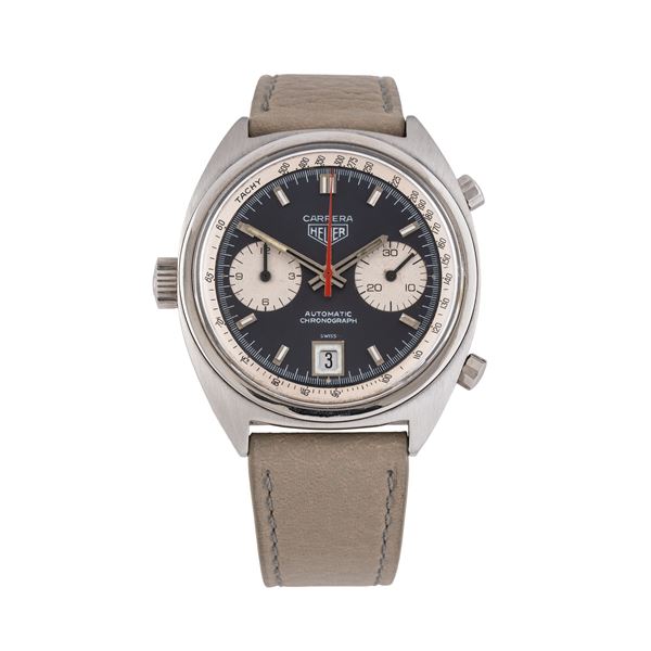 HEUER - HEUER - CARRERA CRONOGRAFO AUTOMATICO IN ACCIAIO CON CORONA AD ORE NOVE, QUADRANTE VIRATO VIOLA E DATARIO AD ORE SEI