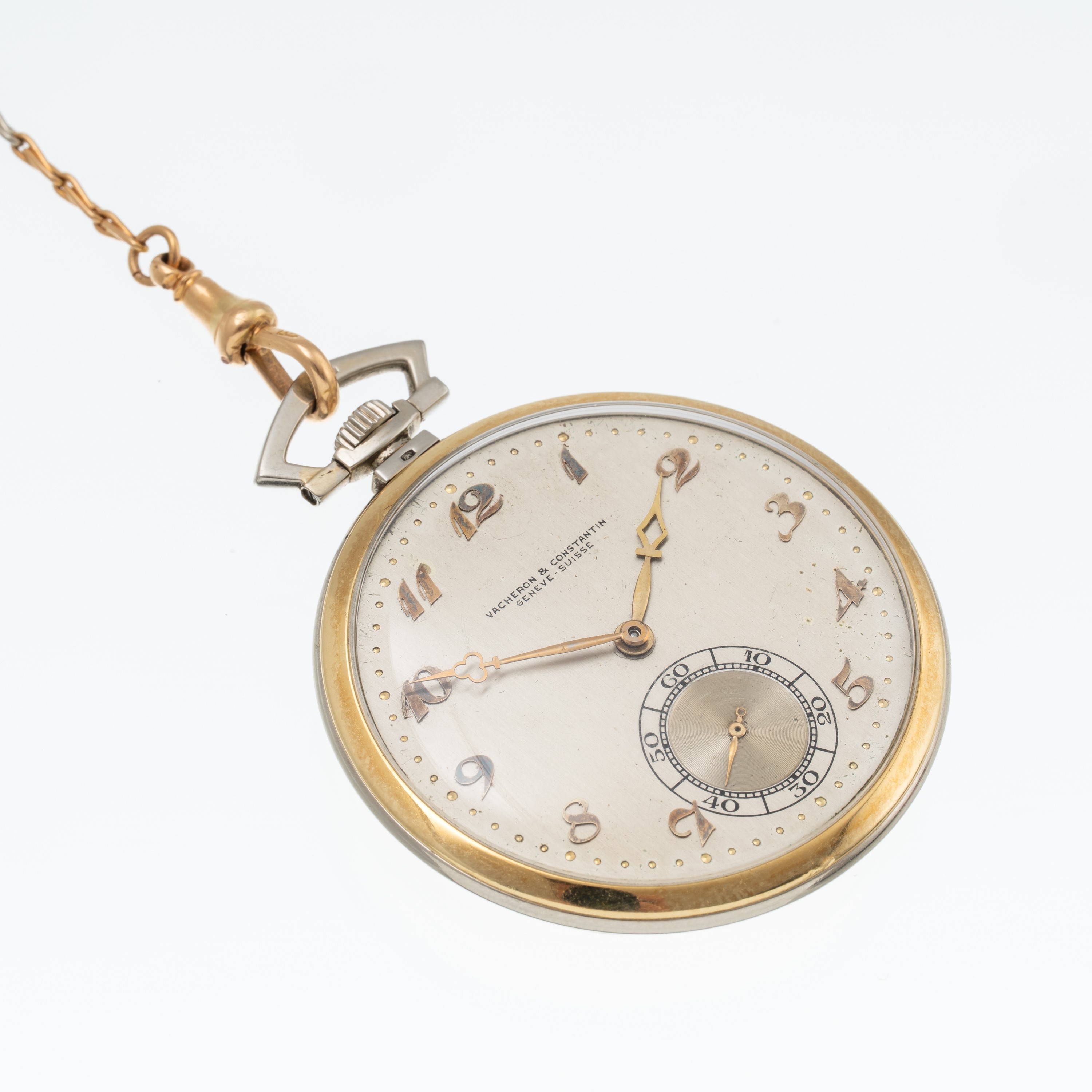 VACHERON CONSTANTIN OROLOGIO DA TASCA IN ORO GIALLO E BIANCO 18 KT CON INDICI BREGUET