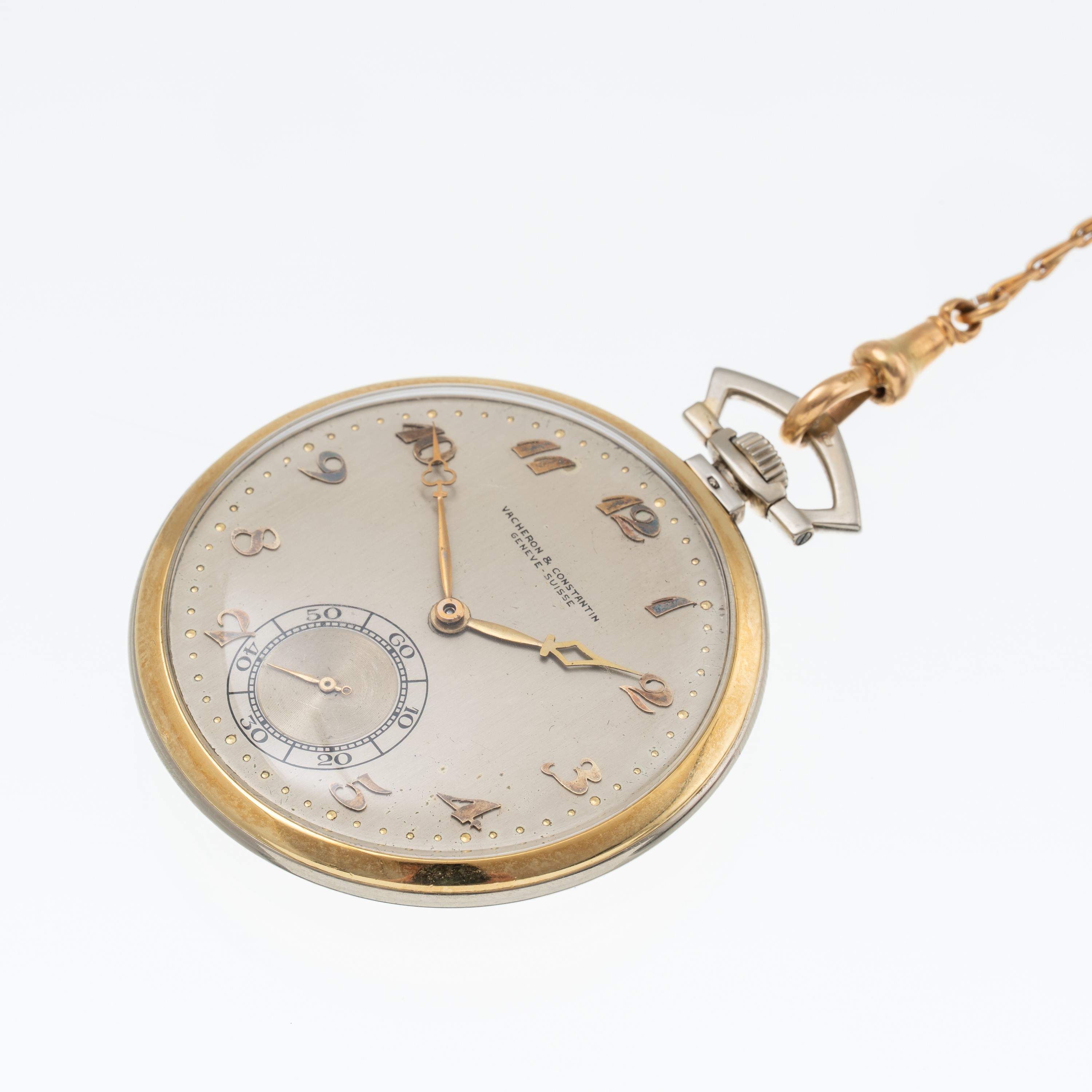 VACHERON CONSTANTIN OROLOGIO DA TASCA IN ORO GIALLO E BIANCO 18 KT CON INDICI BREGUET