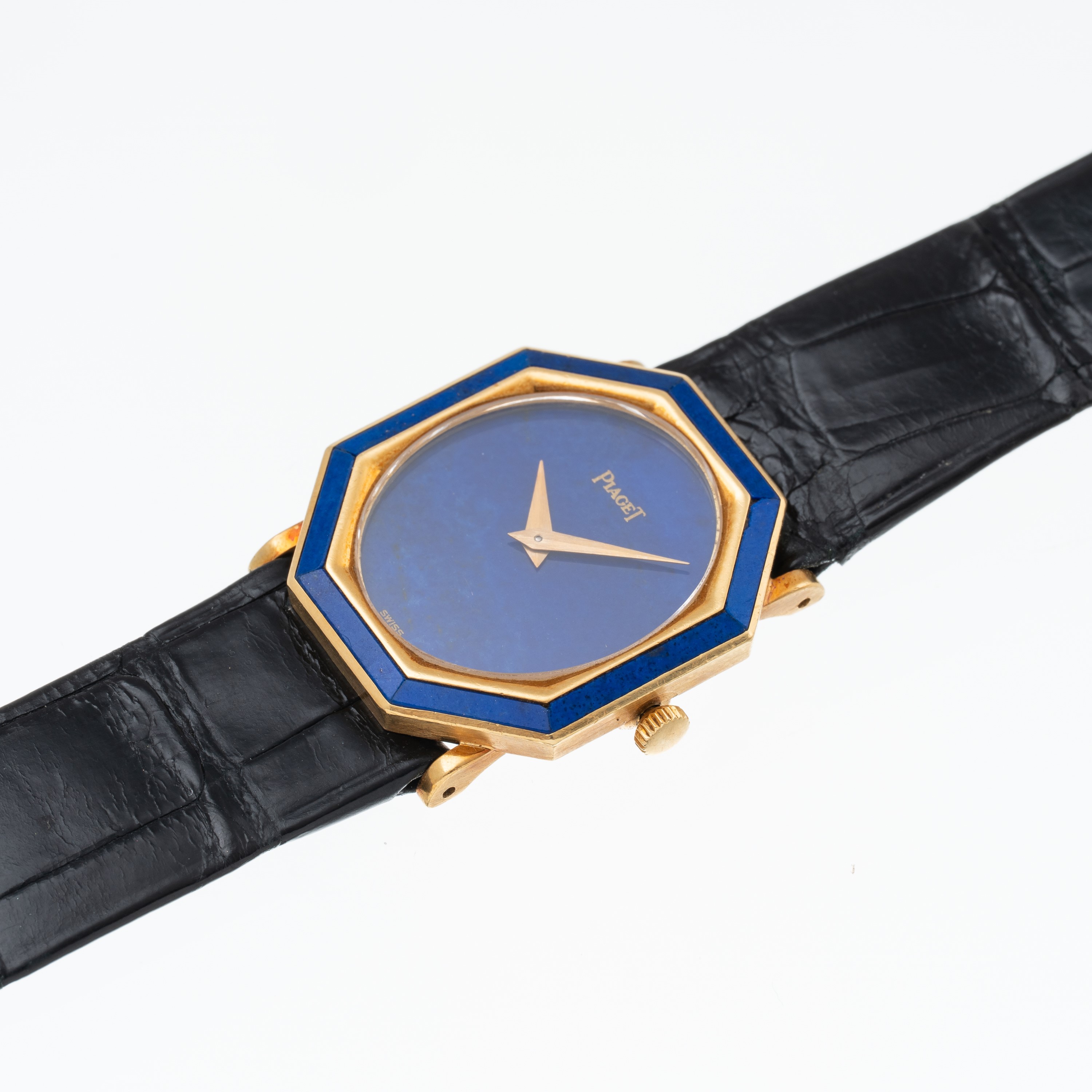 PIAGET OROLOGIO SOLO TEMPO A CARICA MANUALE IN ORO GIALLO 18 KT CON QUADRANTE E GHIERA IN LAPISLA...