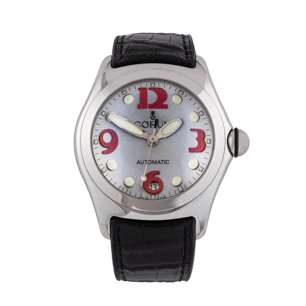 CORUM - CORUM - BUBBLE OROLOGIO SOLO TEMPO INACCIAIO A CARICA AUTOMATICA CON QUADRANTE ARGENTE' E VETRO BOMBATO MINERALE