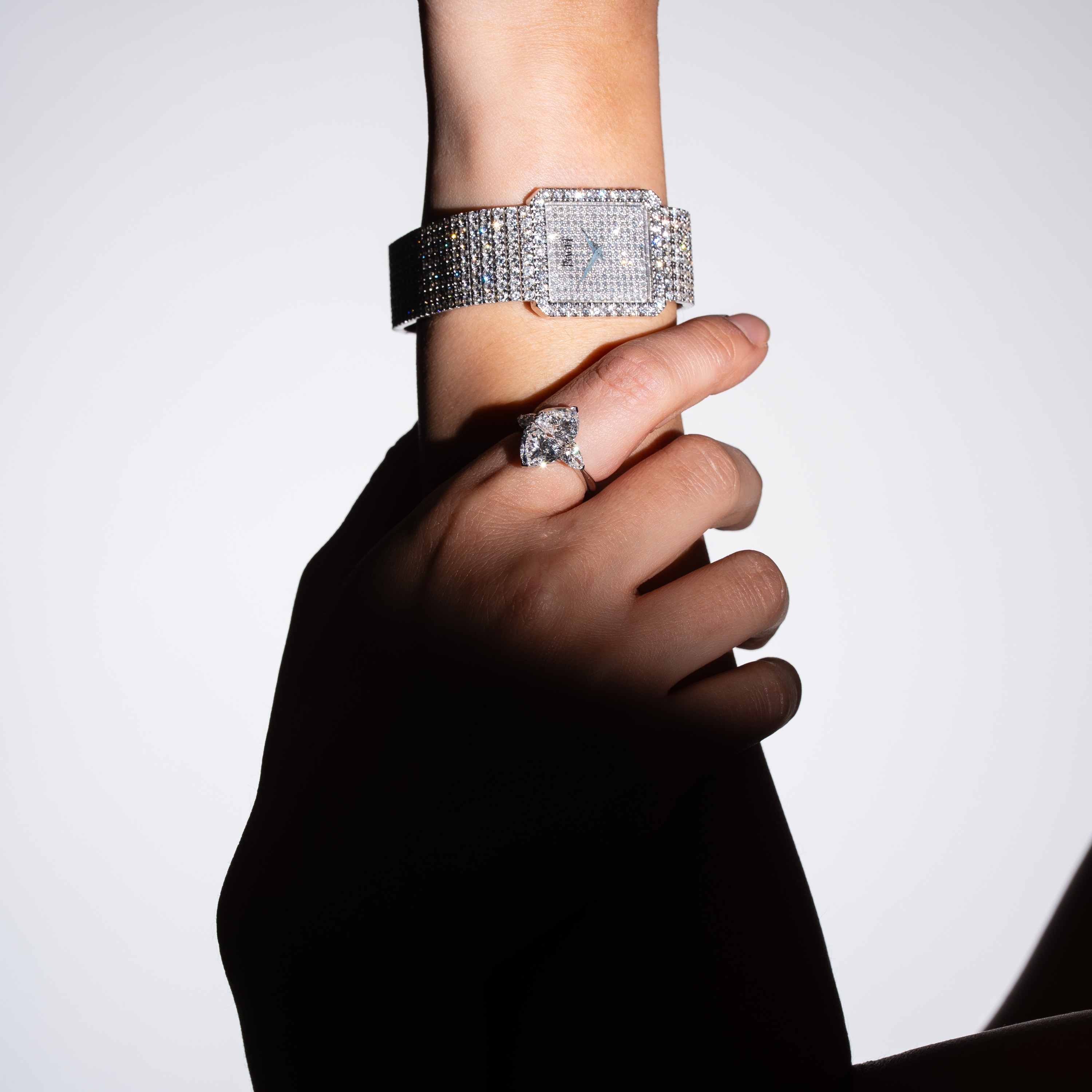 PIAGET - PROTOCOLE OROLOGIO SOLO TEMPO A CARICA MANUALE IN ORO BIANCO 18 KT E BRACCIALE INTEGRATO...