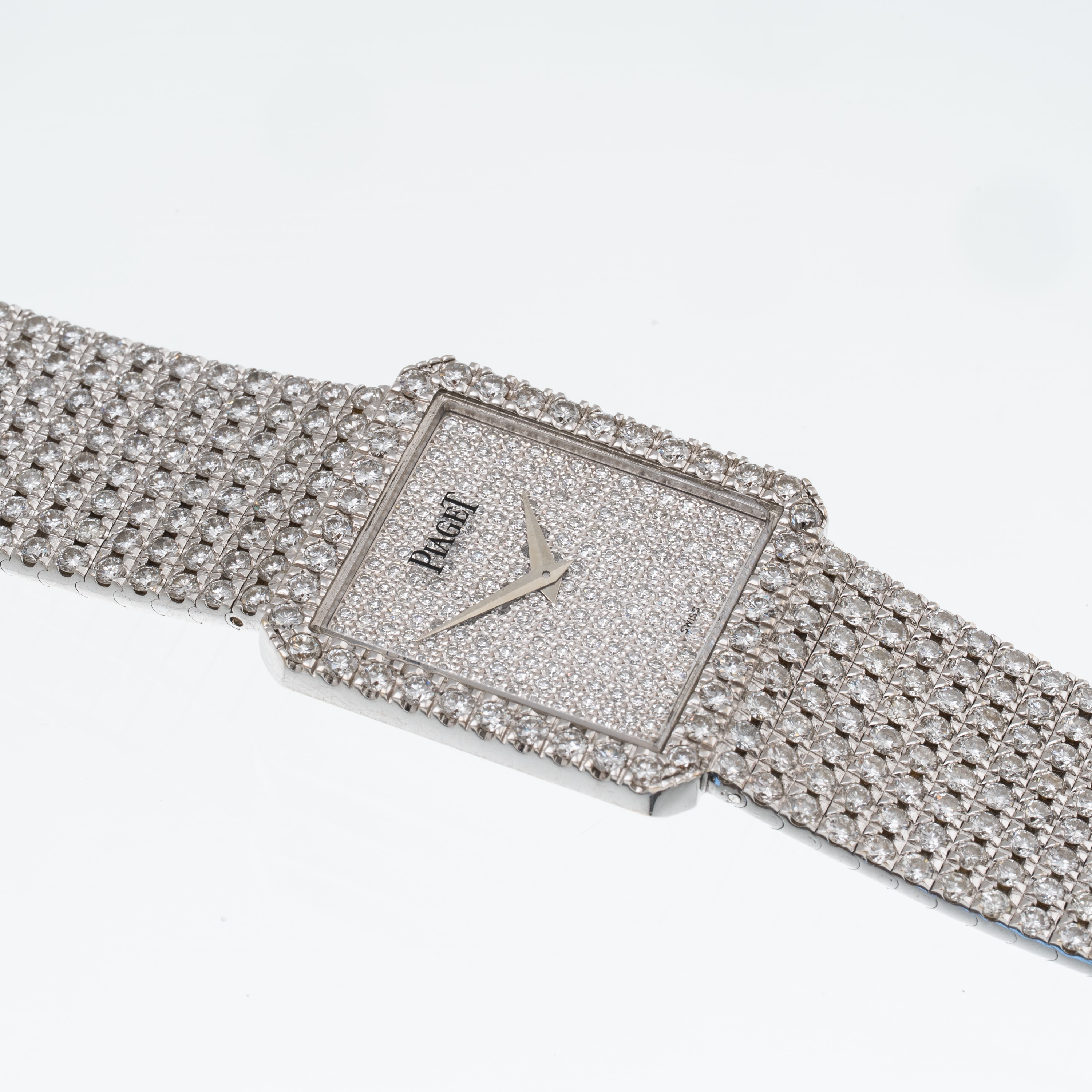 PIAGET - PROTOCOLE OROLOGIO SOLO TEMPO A CARICA MANUALE IN ORO BIANCO 18 KT E BRACCIALE INTEGRATO...