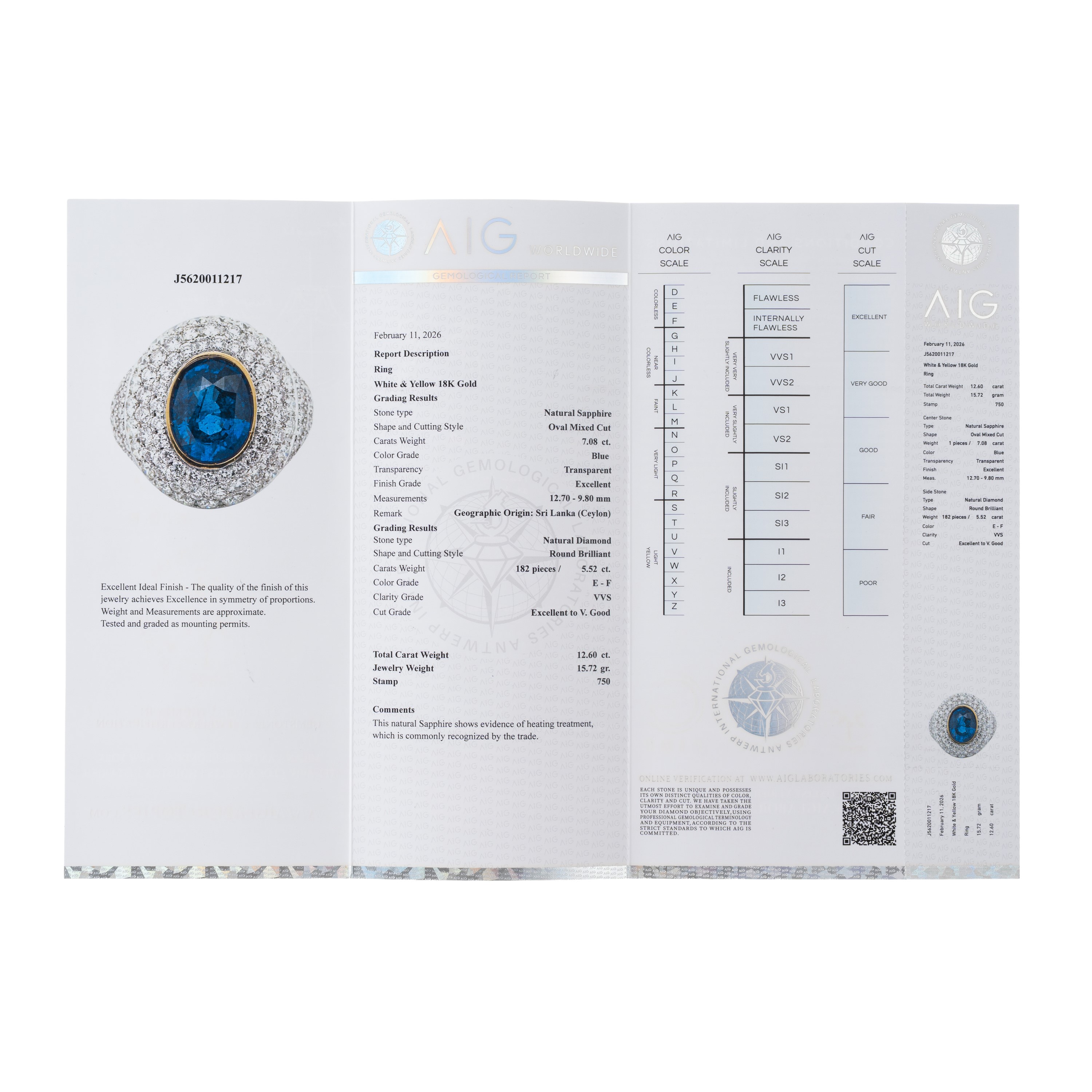 ANELLO IN ORO BIANCO 18 KT CON PAVÉ DI DIAMANTI E CON ZAFFIRO