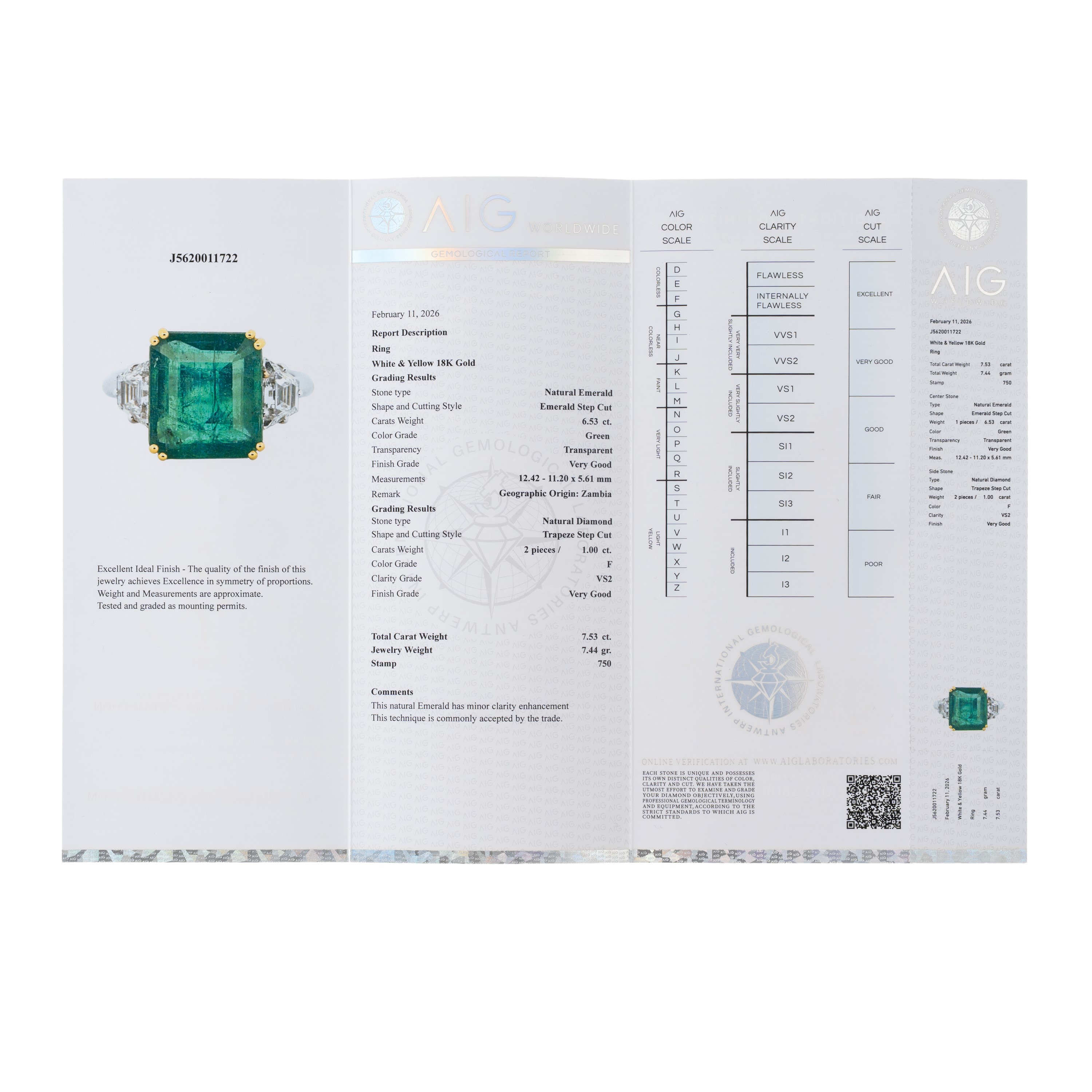 ANELLO IN ORO BIANCO E GIALLO 18 KT CON DIAMANTI E SMERALDO