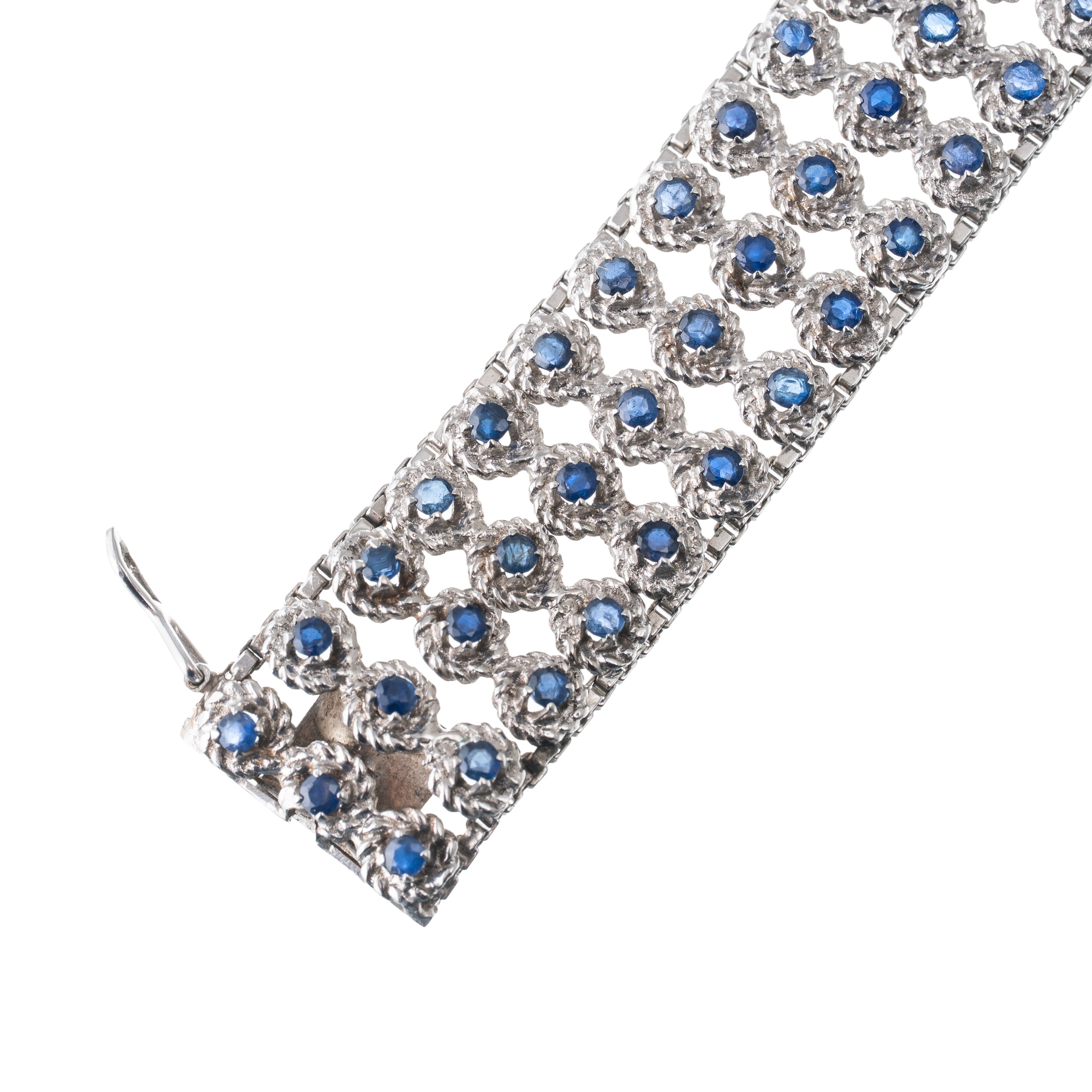 BRACCIALE ORO BIANCO 18 KT CON ZAFFIRO