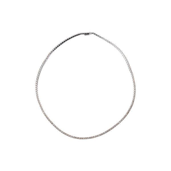 GIROCOLLO TENNIS IN ORO BIANCO 18 KT E DIAMANTI BROWN