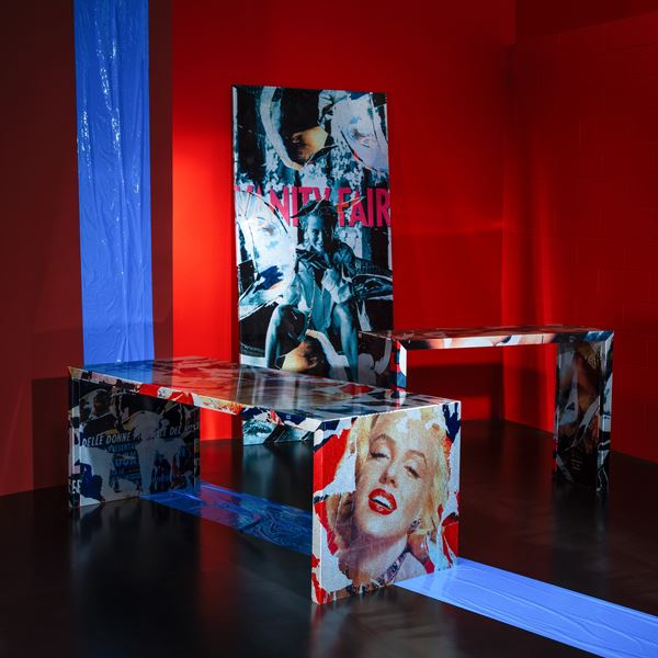 Mimmo Rotella e Marco Ferreri - MIMMO ROTELLA E MARCO FERRERI, CONSOLE SERIE 'DECOLLAGE'