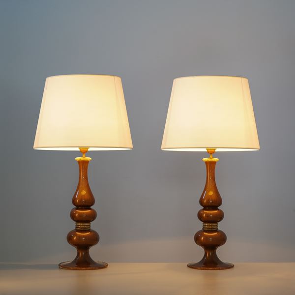 Barovier &amp; Toso - BAROVIER & TOSO, COPPIA DI LAMPADE DA TAVOLO